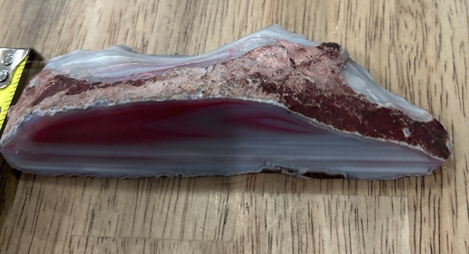 Pink Banded Agate Slice Geode from Brazil (5x2x1 Inches 7oz Approx)
