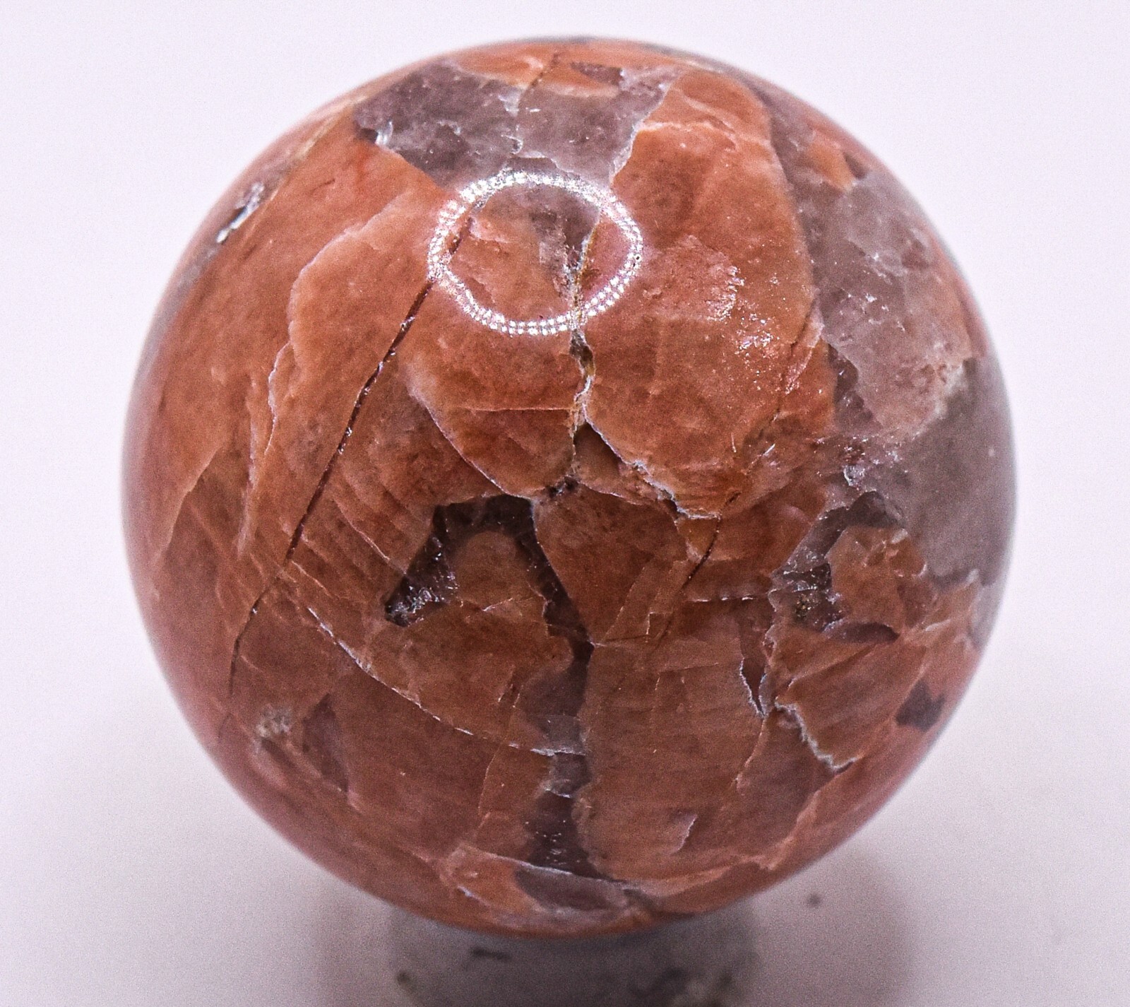36mm Peach Moonstone w/ Quartz Sphere Polished Feldspar Crystal Mineral – India
