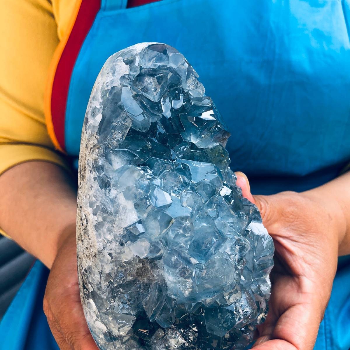 6.35LB Natural Blue Celestite Geode Crystal Cluster Specime Healing 1.51+1.38kg