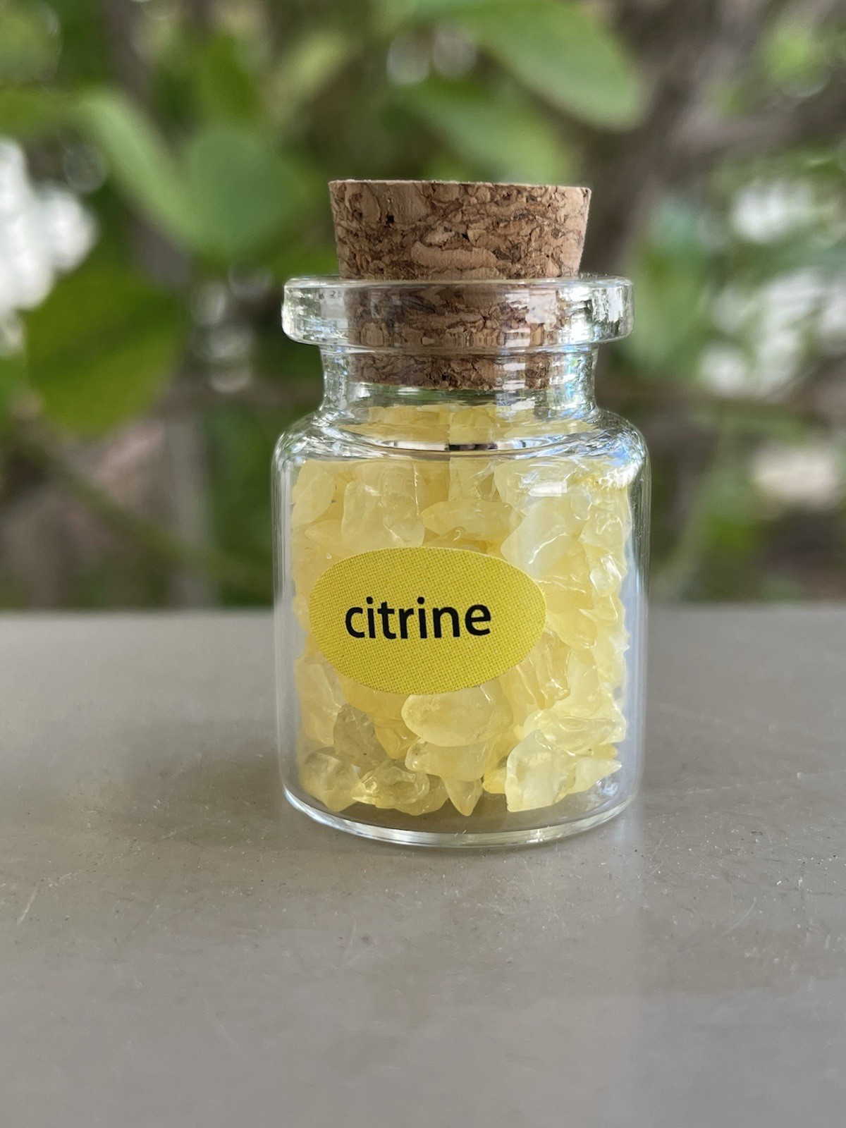 Citrine Crystal/Gemstone Chips in Mini Wish Bottle 16G 1 1/2″ x 1″