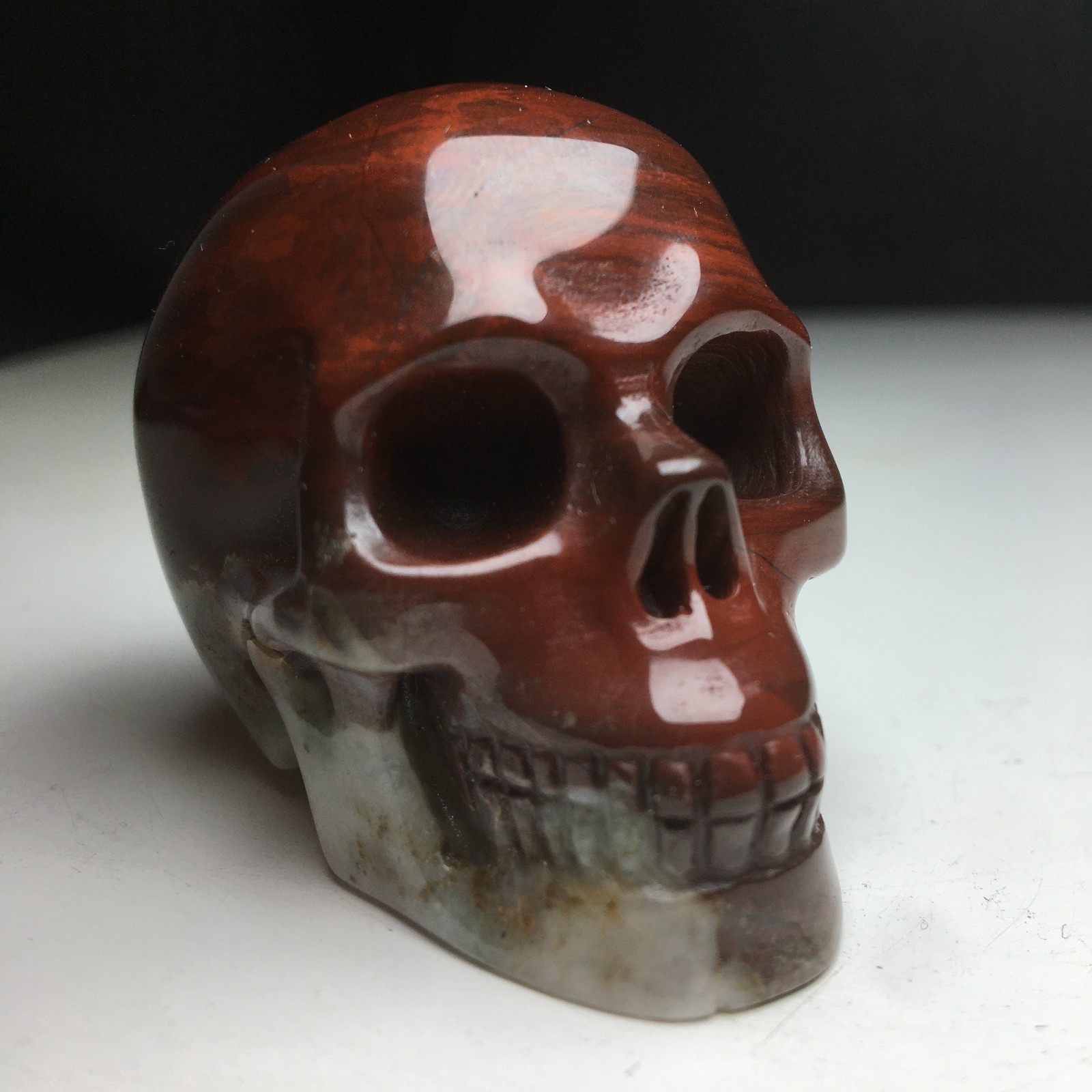 2.0”Natural Crystal Mineral Specimen.RED AGATE.Hand-carved SKULL.Statue.GIFT.CG