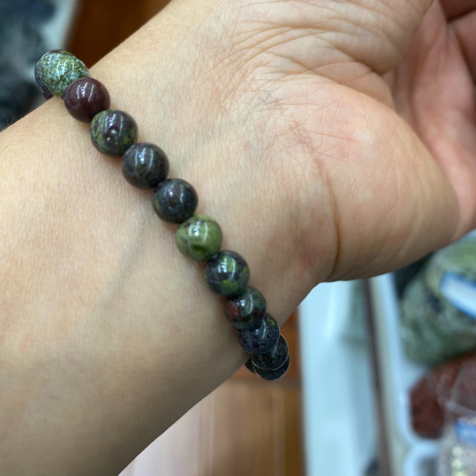 Wholesale 10Pcs Dragon Blood Stone 6mm Quartz Crystal Stretch Bracelet