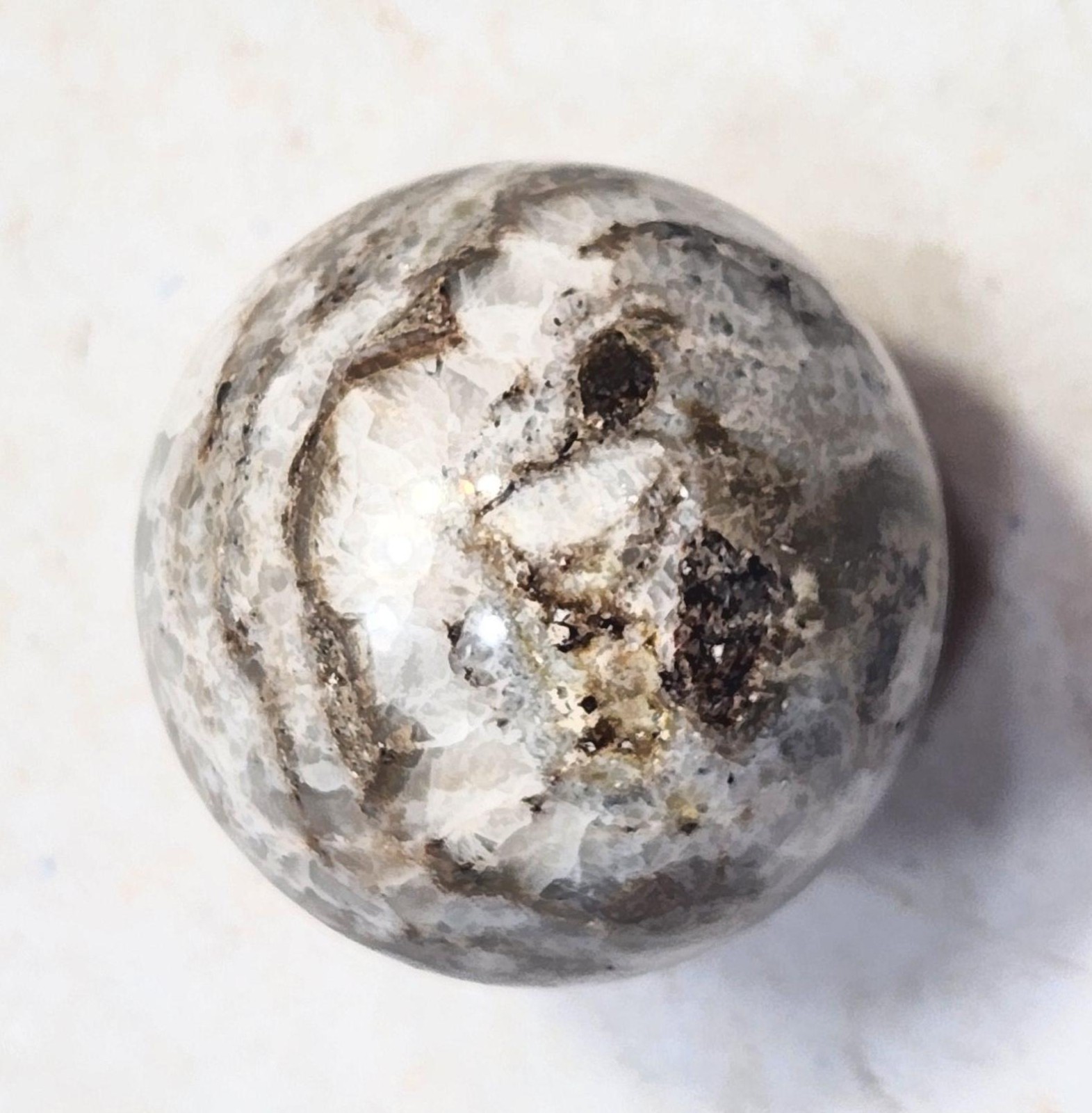 UV Willemite and Calcite 38mm AZ Sphere for Fluorescent Collection or Study 6506