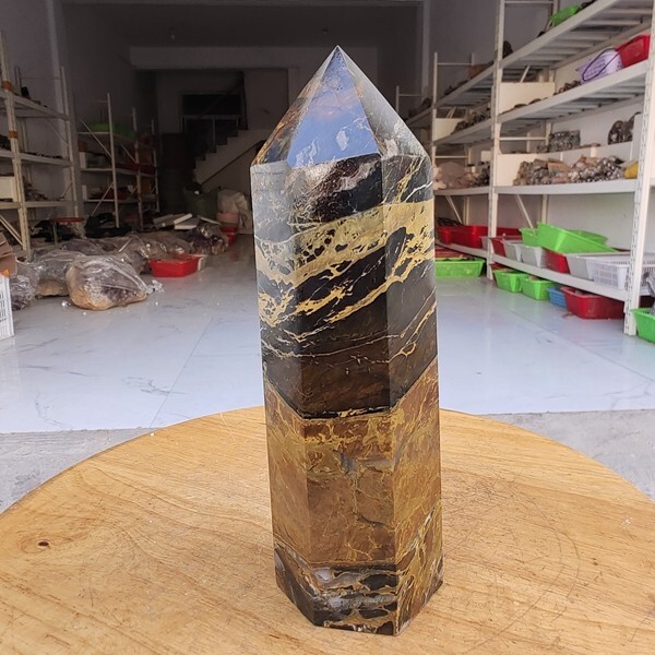 735g WOW! Natural Rare Pietersite Crystal Obelisk Quartz Tower Point Healing