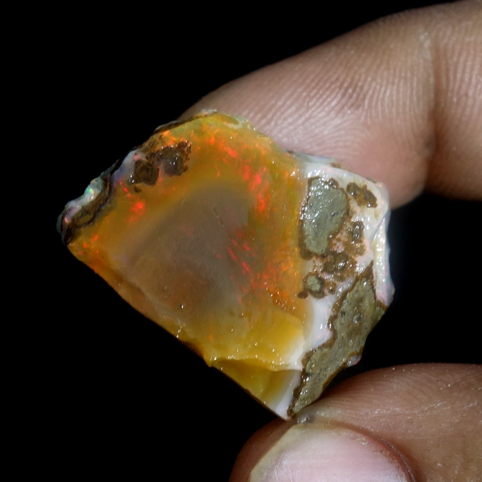 AA+ Ethiopian Oli Opal Rough Entreated Welo Opal Multi Fire Color Flash 51.10Cts