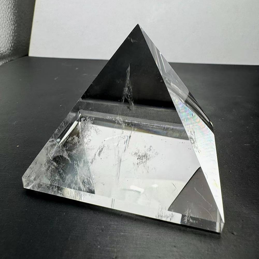 125g Natural White Quartz Carved Pyramid Crystal Reiki Healing Decor