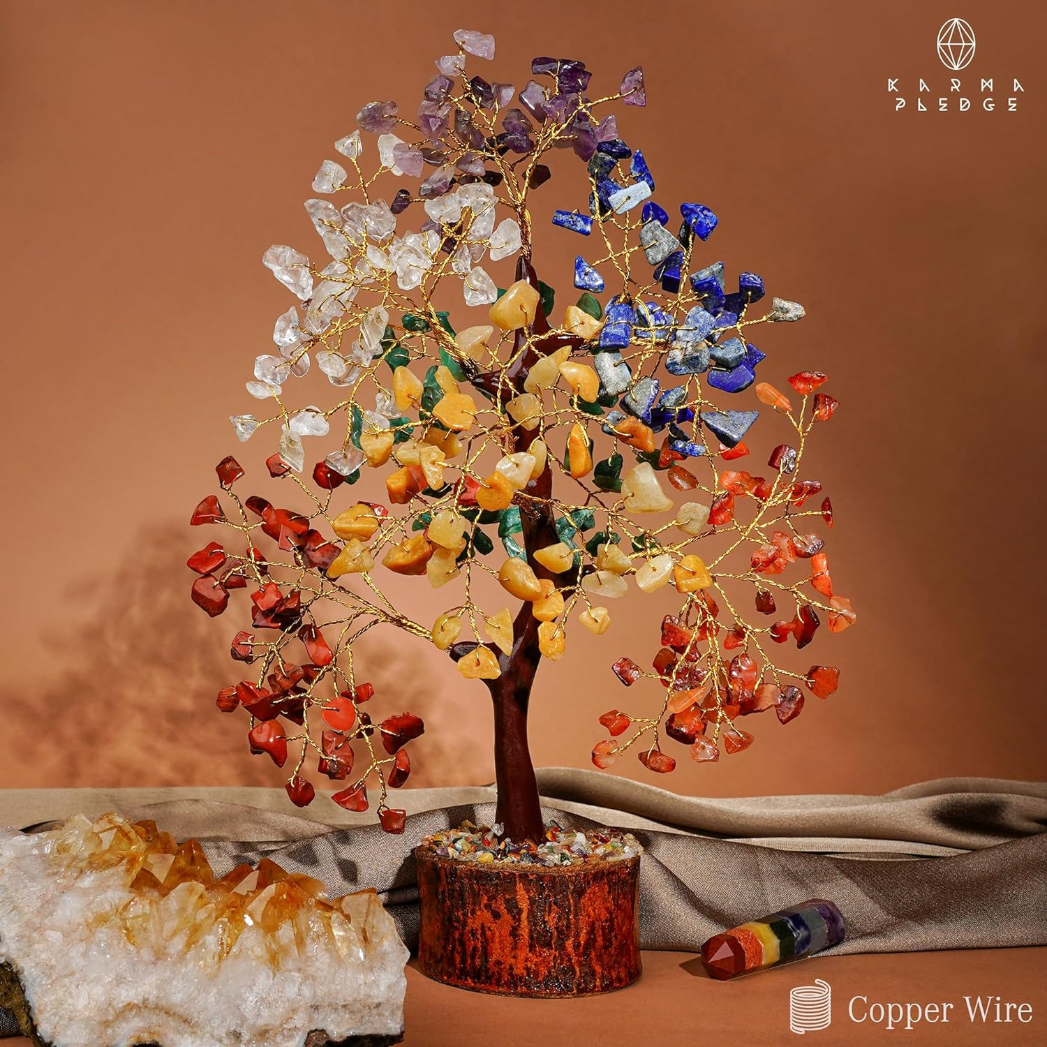 Crystal Tree of Life, 7 Chakra Healing Tree, Handmade Bonsai for Positive Energy