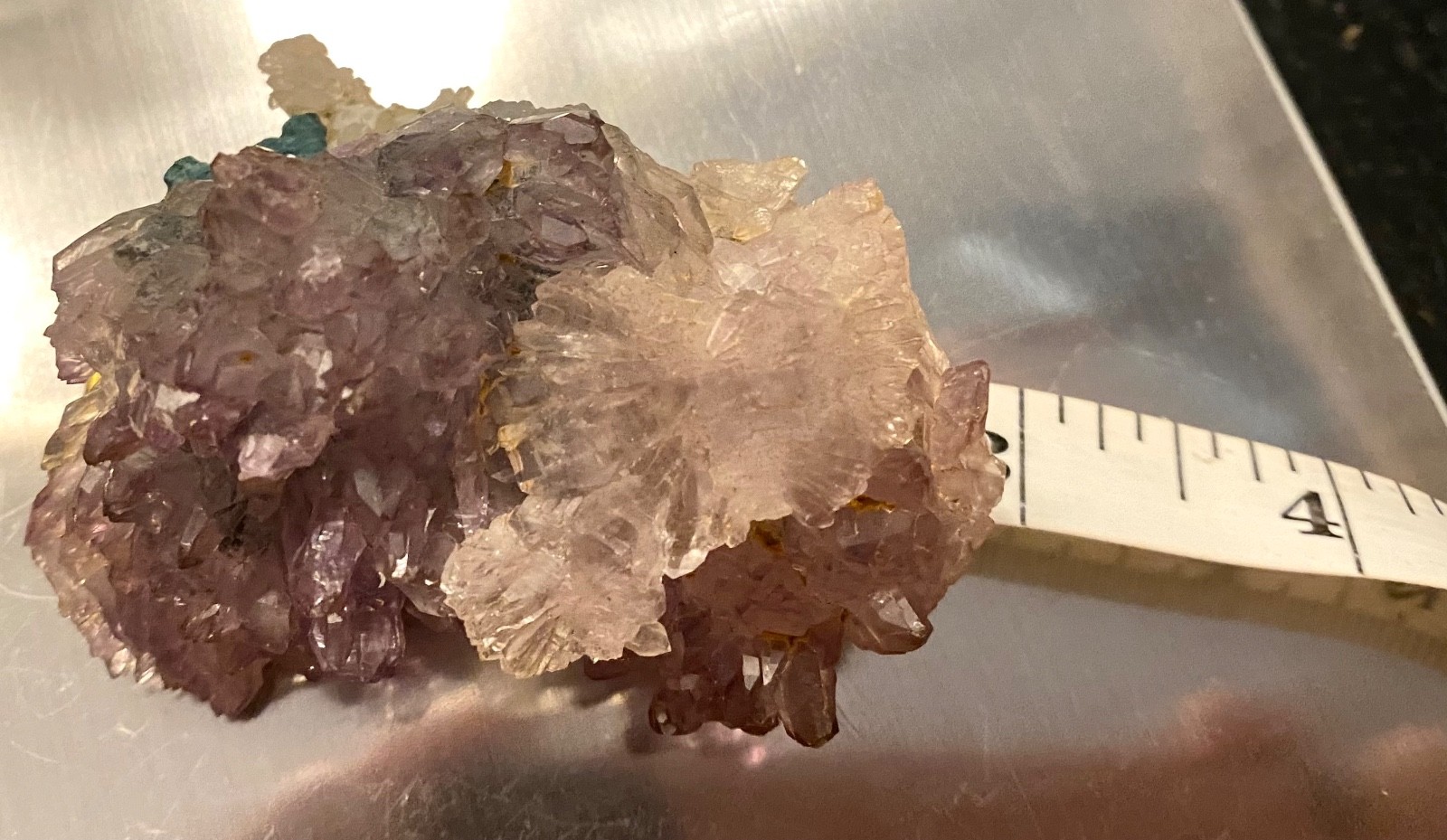 Rose Amethyst Quartz Cluster Irai Brazil Blue Green Mineral Vintage Label