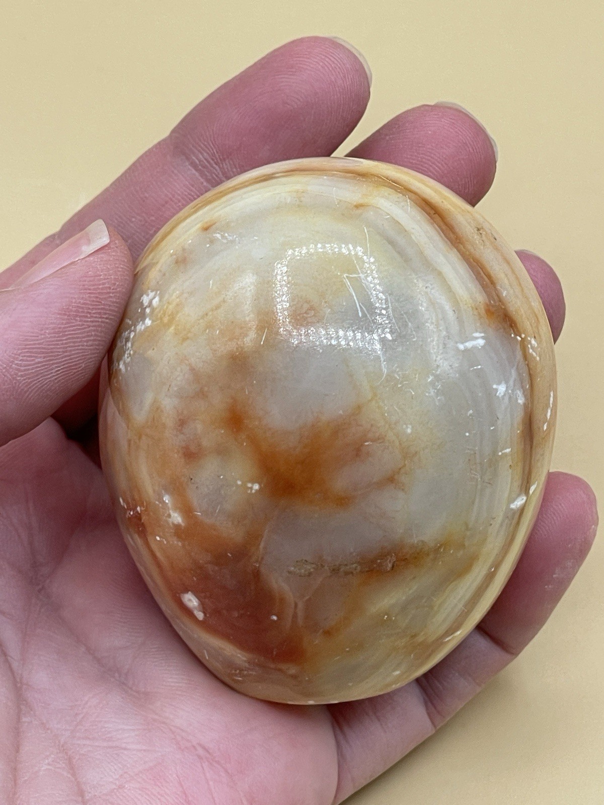Orange Banded Agate Egg No Stand Has Blemishes 300g
