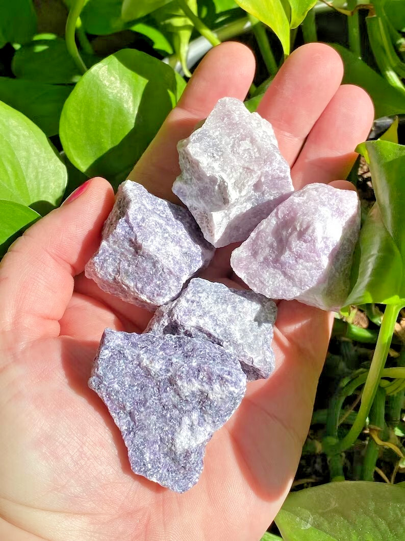 3Pcs Natural Lepidolite Raw Stone Crystal Mineral Specimen Healing Energy Gifts