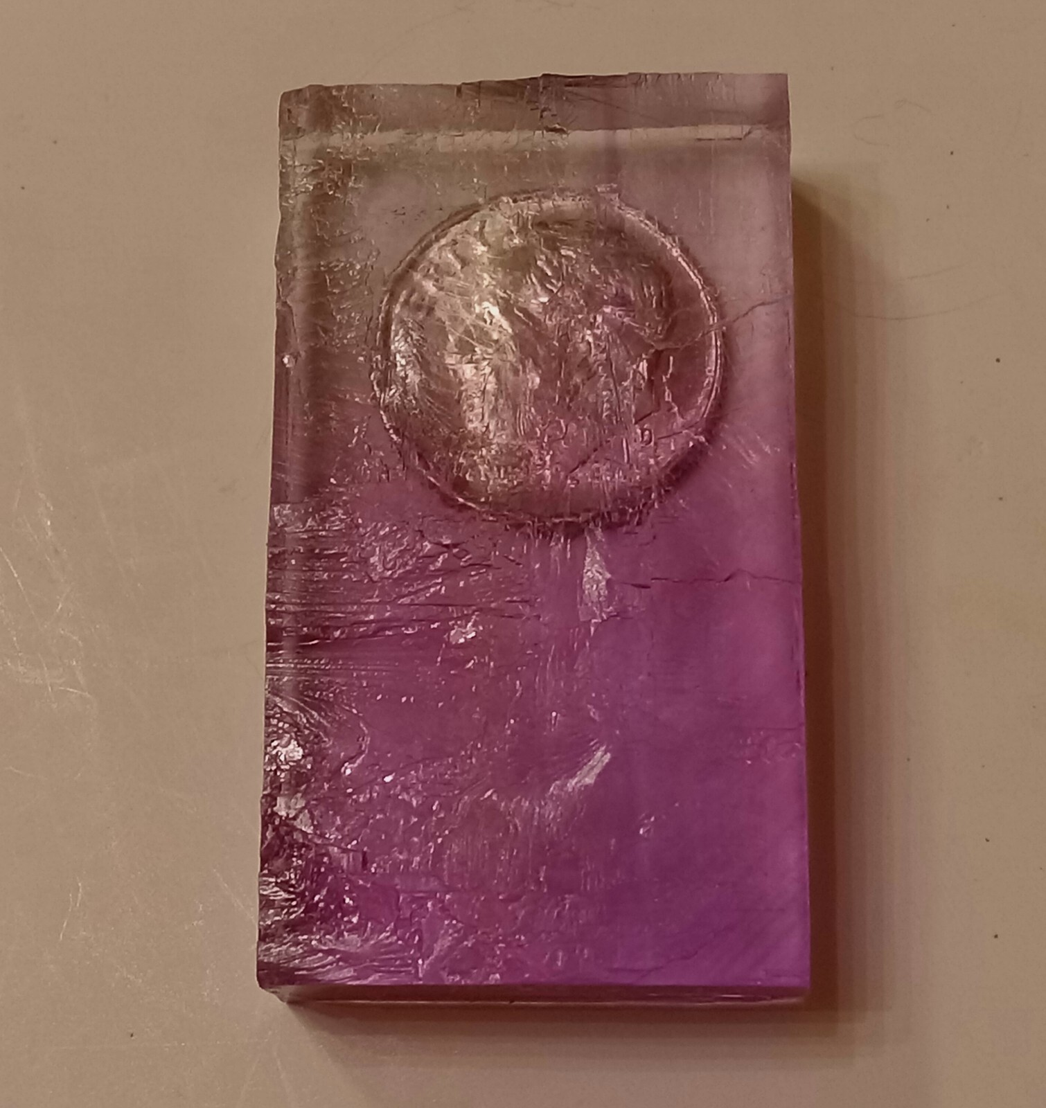 PURPLE HALITE CRYSTAL. Rectangle Shape. Transparent & Clear. 22 grams. 110 ct.