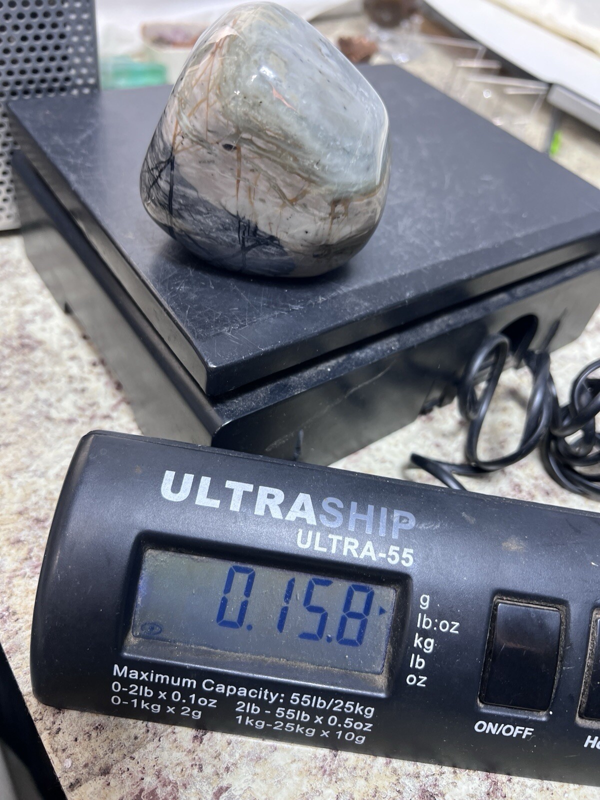 Spiderweb Picture Jasper Large Palm Display Stone Polished 450 Grams (~1 Lb)