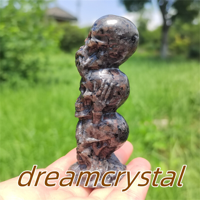 3″+ Natural Yooperlite Skull Hand Carved Quartz Crystal Skull Reiki Healing 1pc