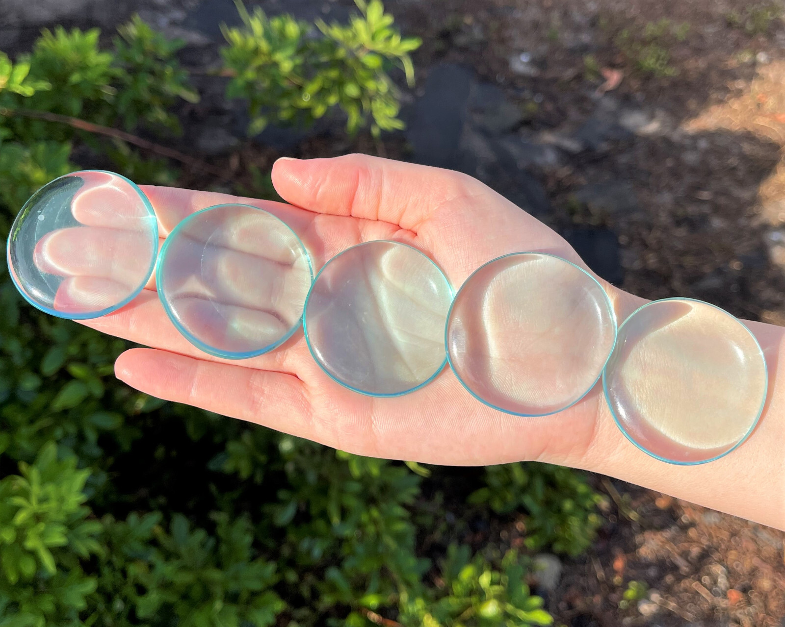 Blue Aqua Obsidian Palm Stone MEDIUM, Smooth Obsidian Polished Worry Stone