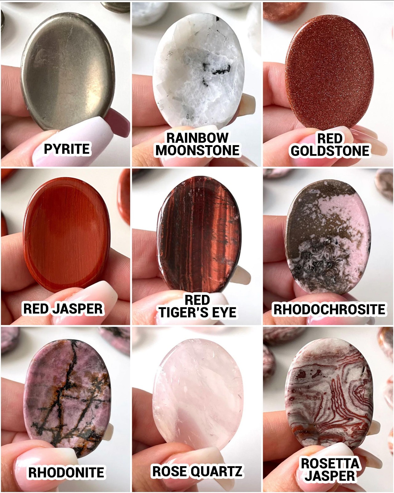 Natural Crystal Worry Stone Pocket Meditation Stone Thumb Stone Crystal Lot