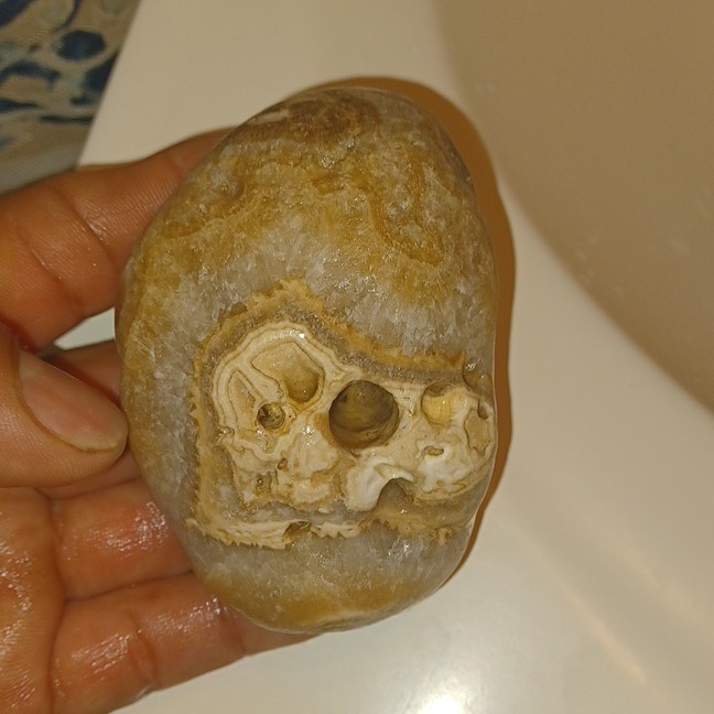 Natural Brown and White Egg-Shaped Mineral Crystal Specimen Collectible