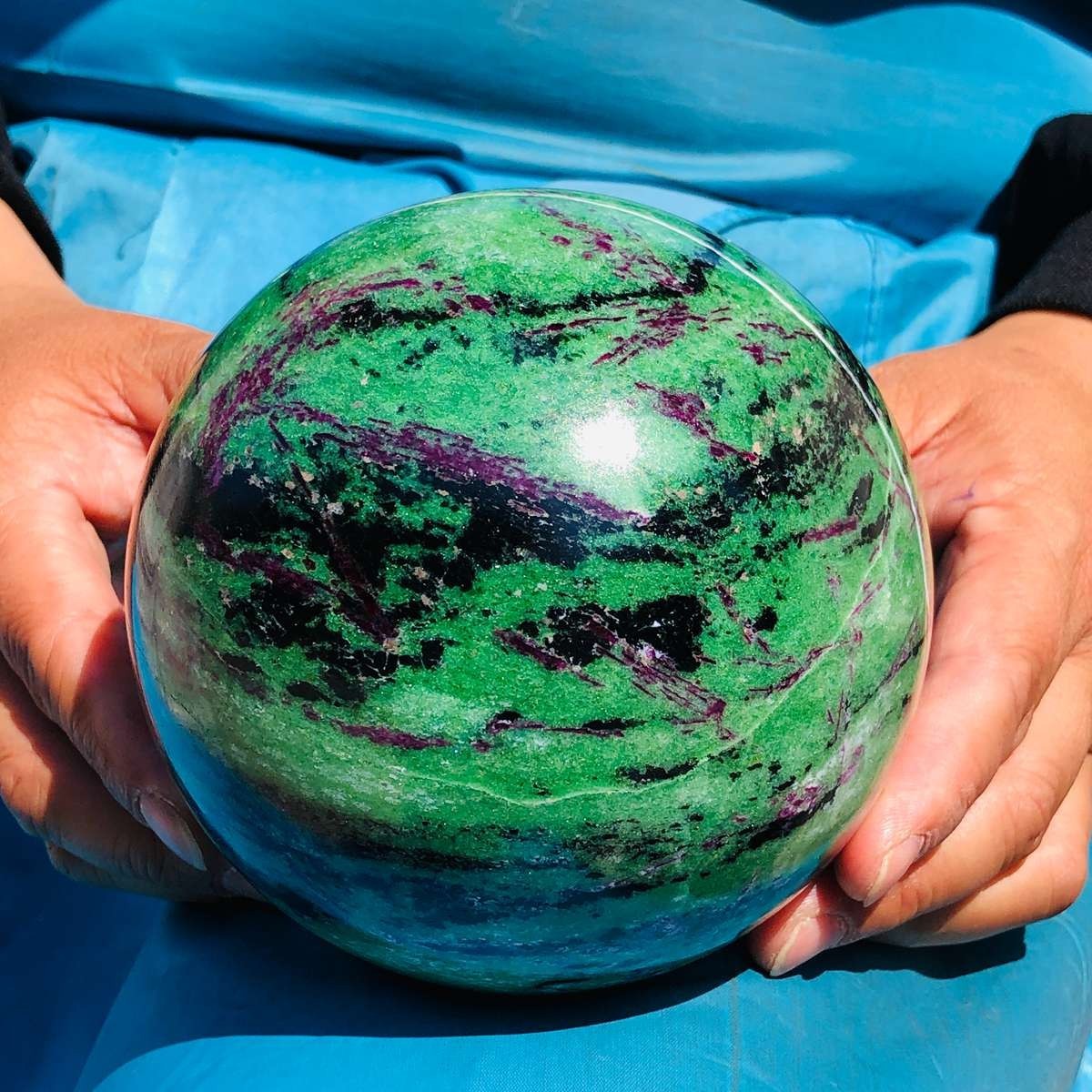 5.67 LB Large Natural Ruby Zoisite Sphere Crystal Healing Stone Specimen 5158