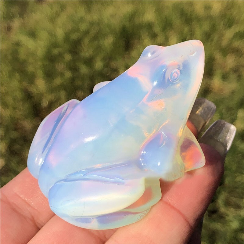 1.5” Natural Crystal Mineral Specimen Opal Hand-Carved Exquisite Frog Healing