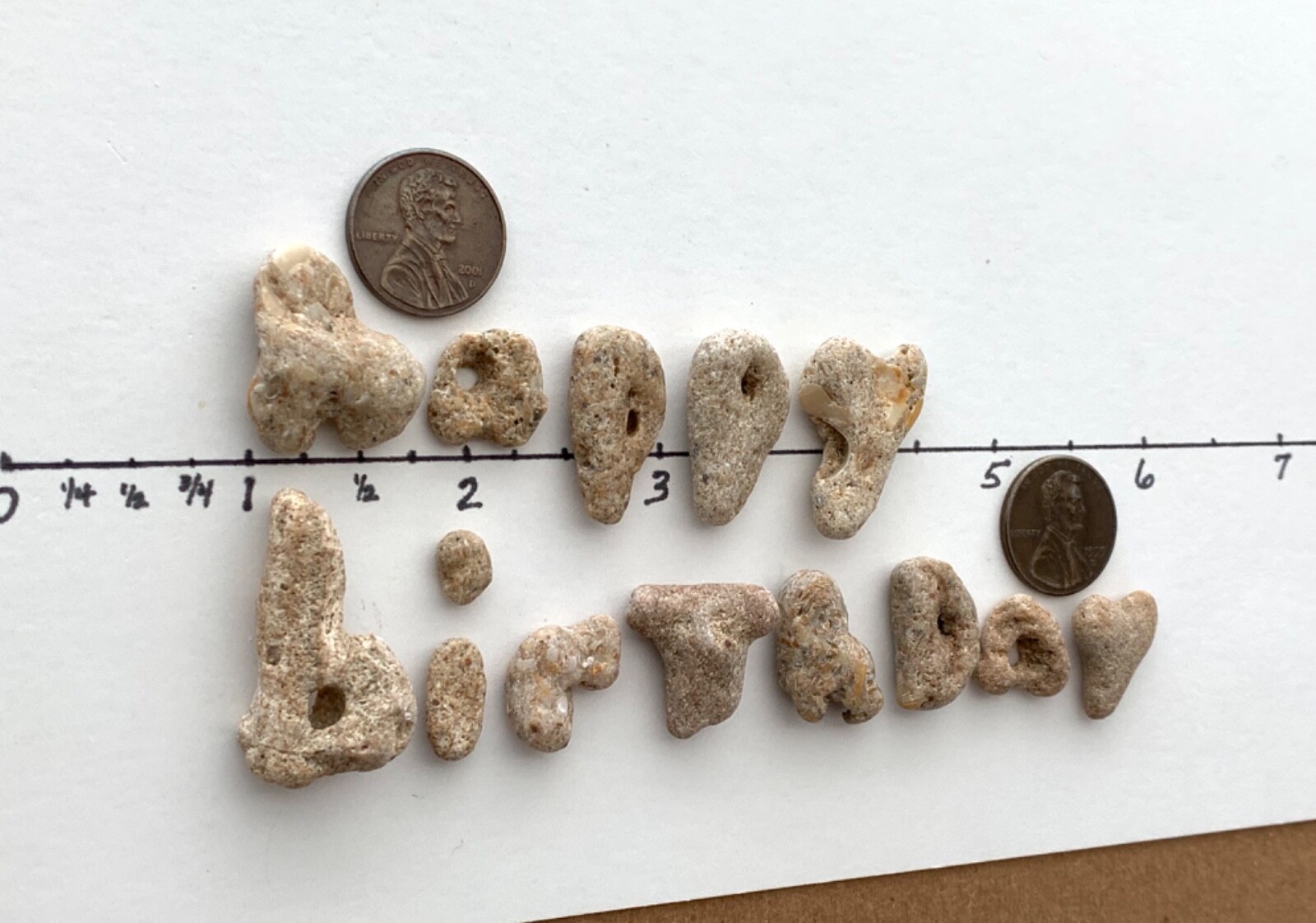 HAPPY BIRTHDAY Beach Stones Natural Rocks Natural Letter Shaped Sign Text hag US