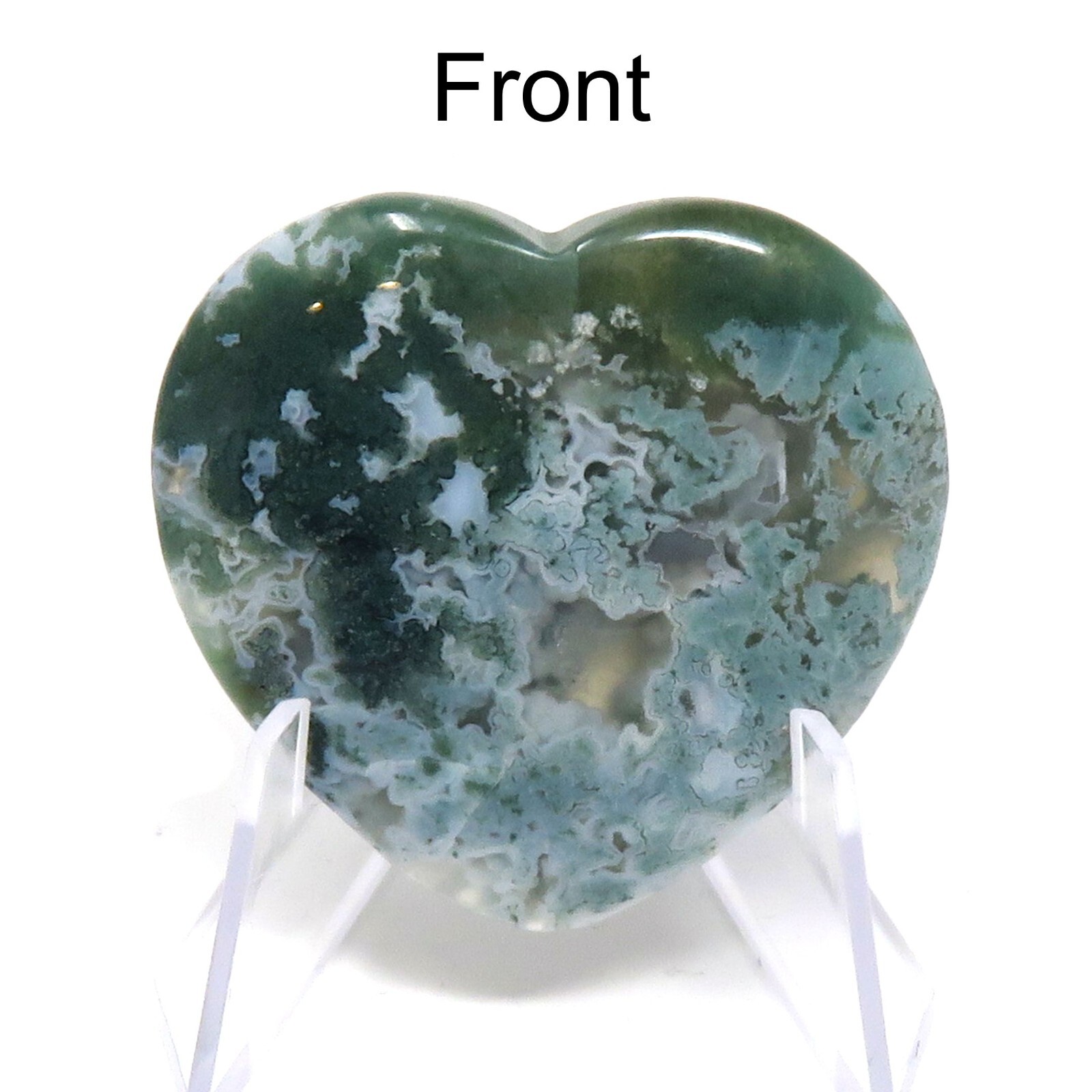 Moss Agate Stone Heart #926- 40mm or 1.5″ – Valentines Day Love Pocket Gemstone