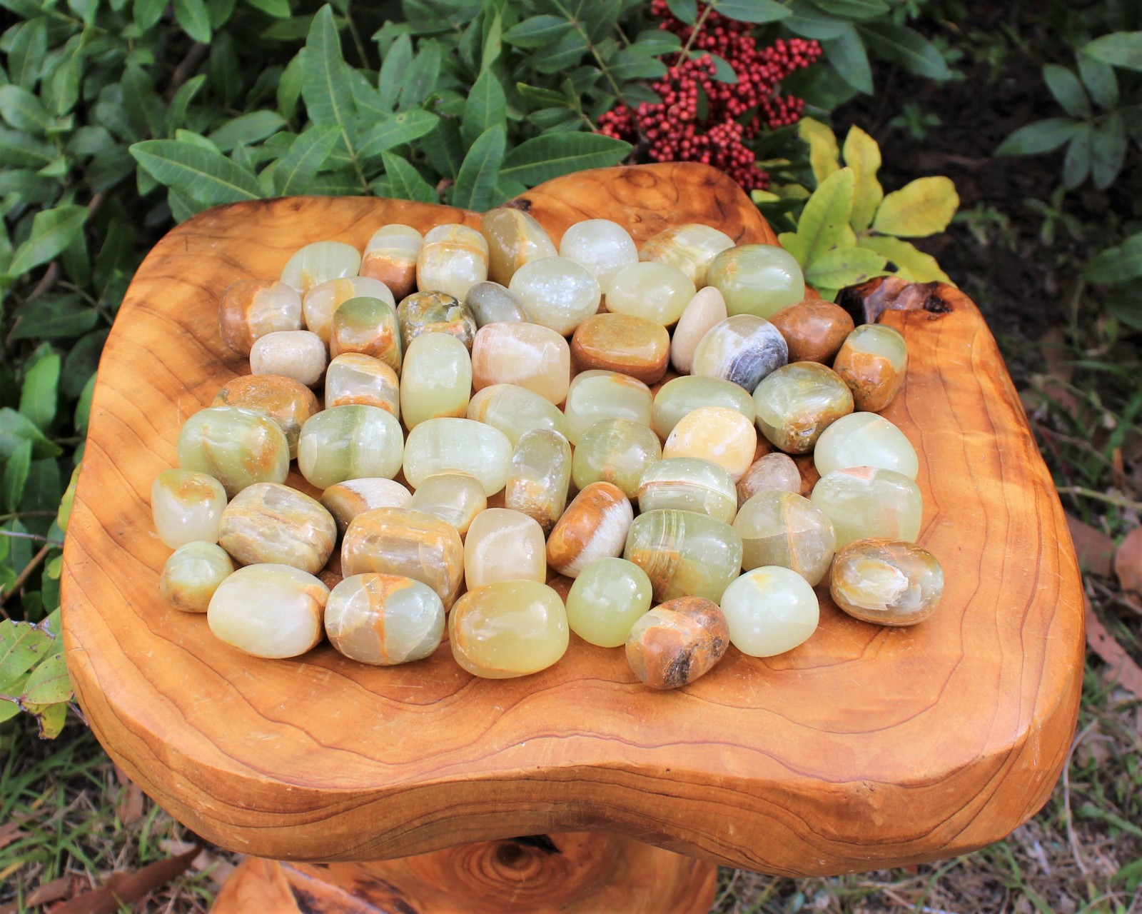 Green Calcite Tumbled Stones: Choose Ounces or lb Bulk Wholesale Lots (A Grade)