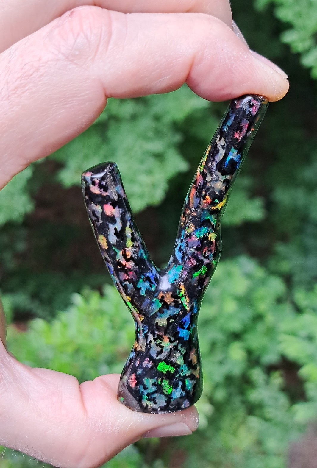 Huge Multicolor Indonesian Wood Opal Fossil Inlaid Mosaic Branch Stands Up