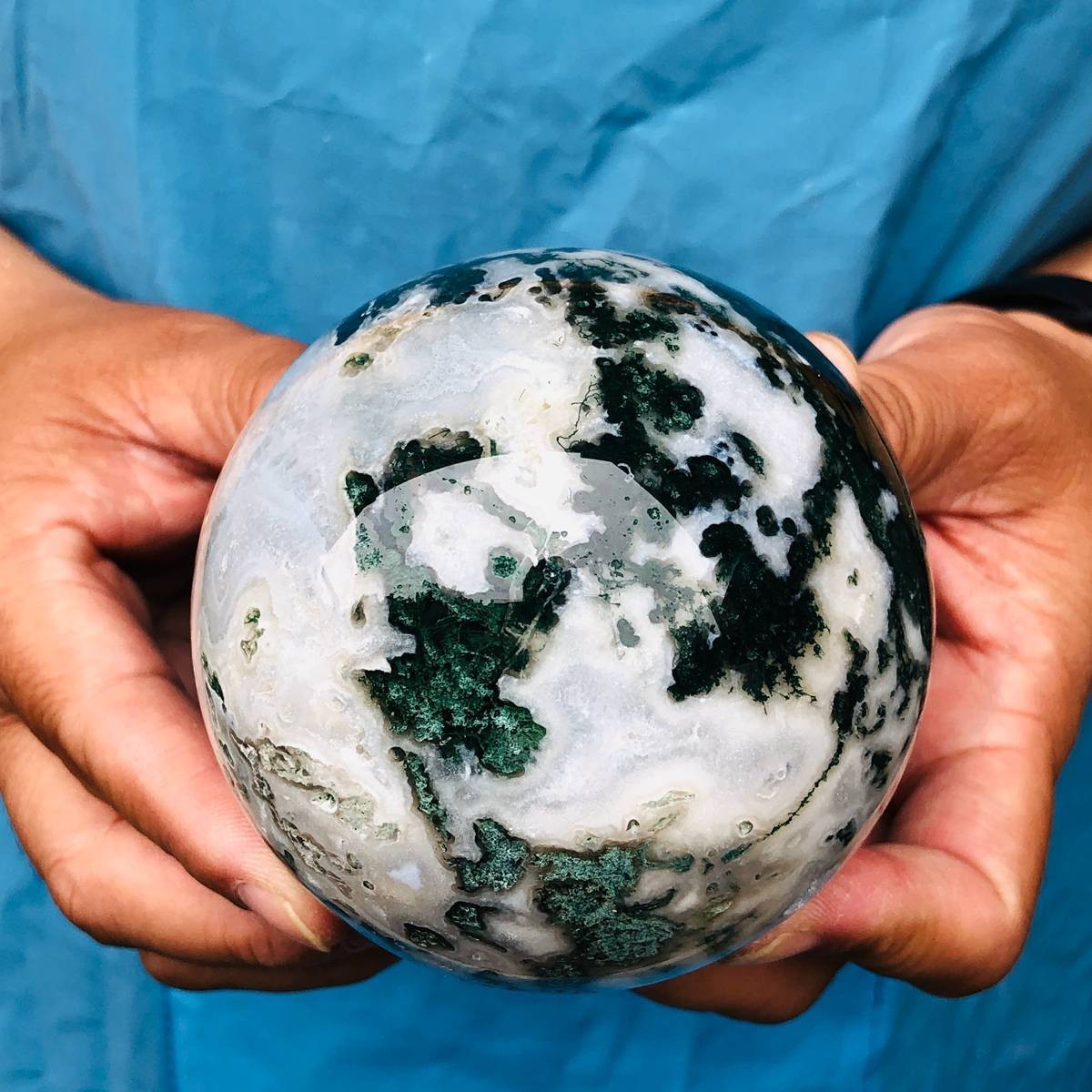 3pcs 5.47LB Natural Water Grass Agate Ball Quartz Crystal Ball Healing 2111