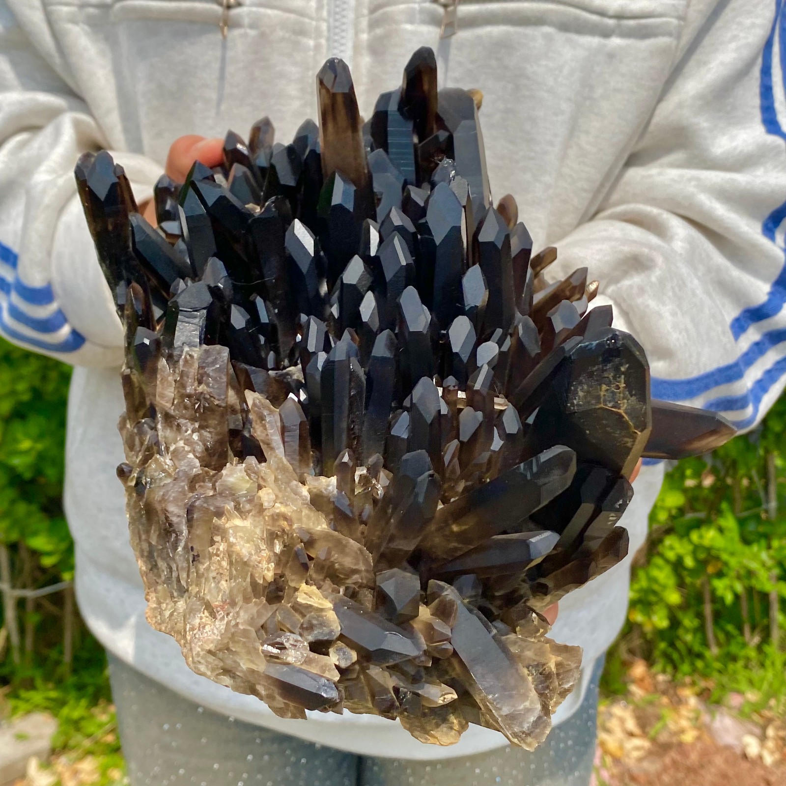 12.7LB Natural Black Smoke Color Quartz Cluster Crystal Specimens Mineral Heali