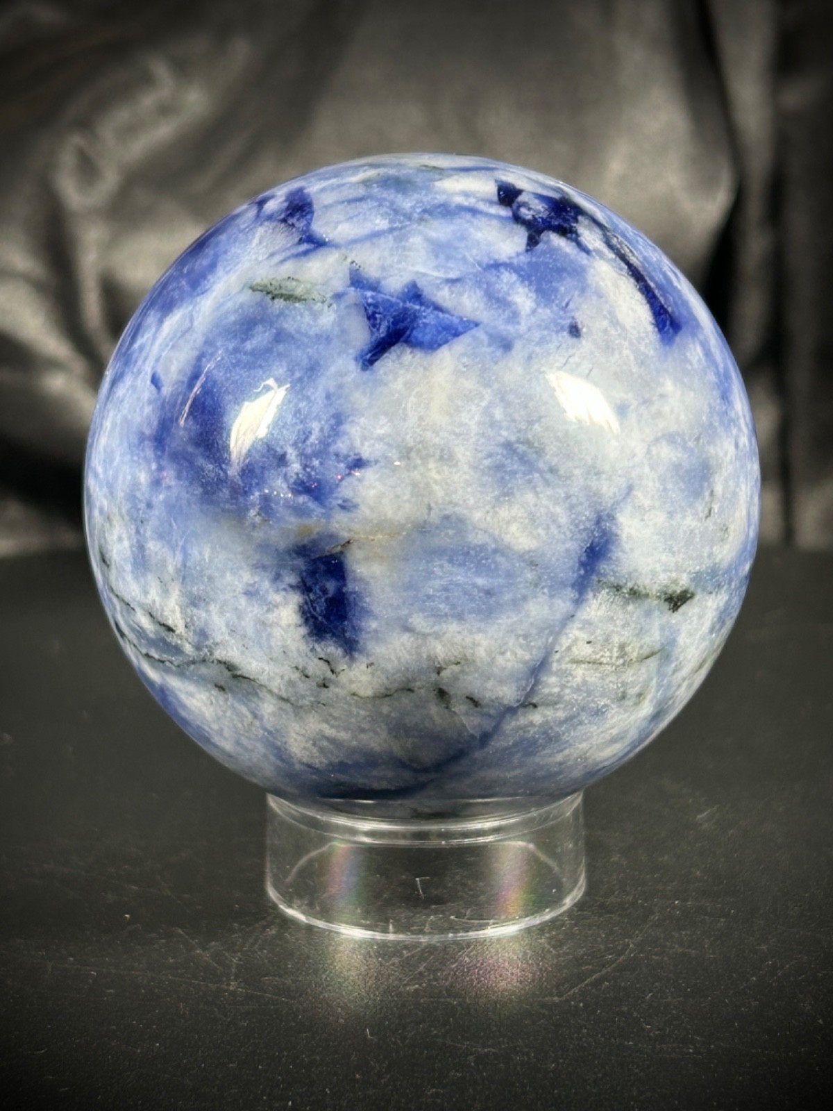 2.52” Afghanite Sphere With Acrylic Stand – Amazing UV 12.5oz (354 grams)