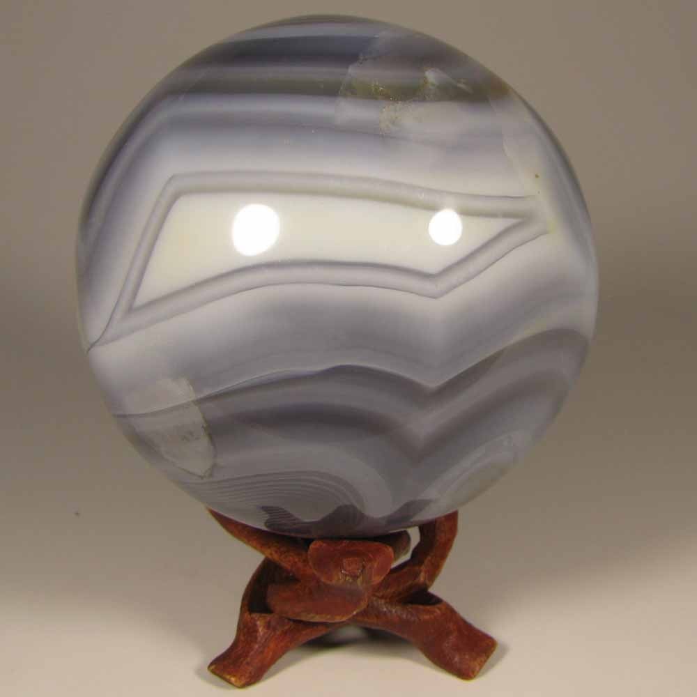 3″ BANDED AGATE Crystal Sphere Ball w/ Stand – Madagascar – 76mm – 1.4 lbs.