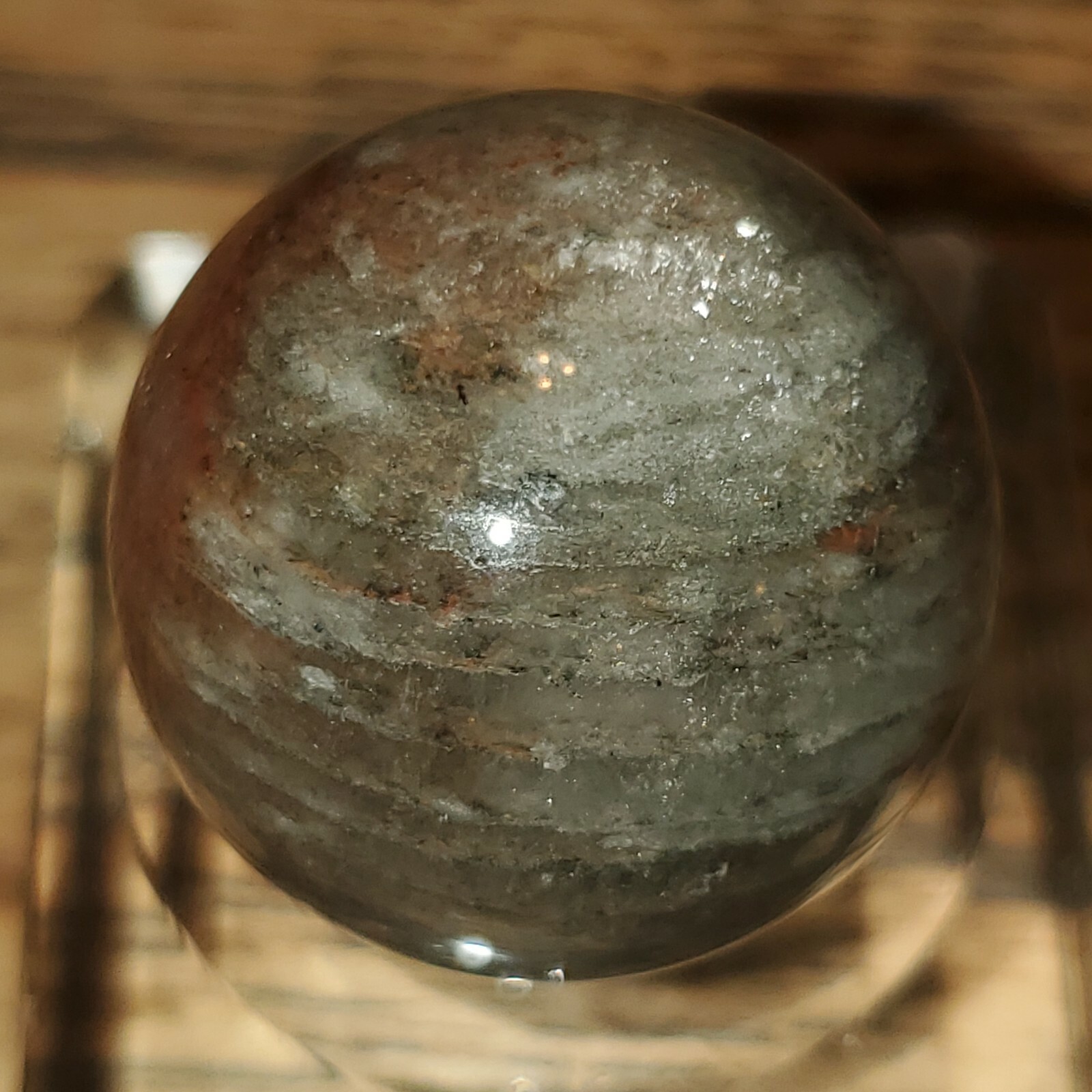 Amphibole Scenic Thousand Multi Layer Quartz Sphere Ball Orb Marble 22.5mm, 20g