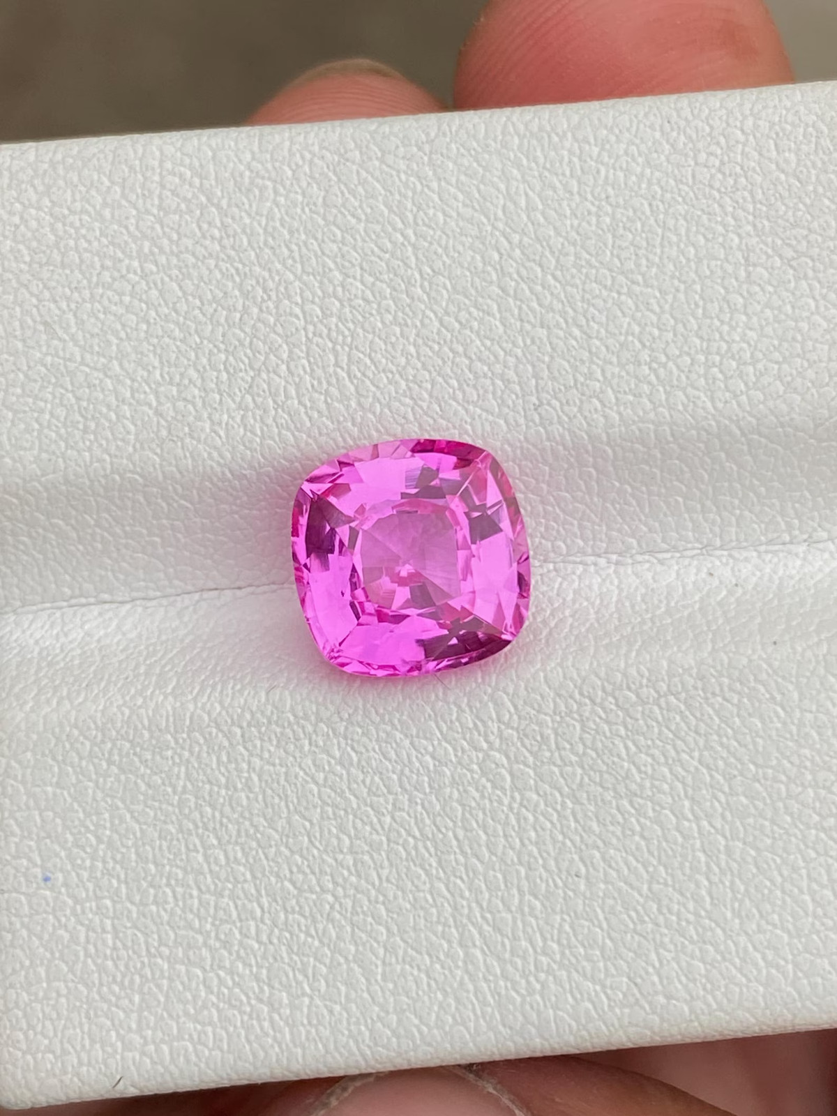 6 Ct Hot Pink Sapphire 10x10mm Gemstone, Cushion Cut Lab Gorwn Stone For Jewelry