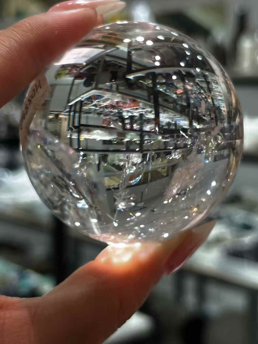397g Natural Rainbow White Quartz Sphere Crystal Energy Ball Reiki Healing Decor