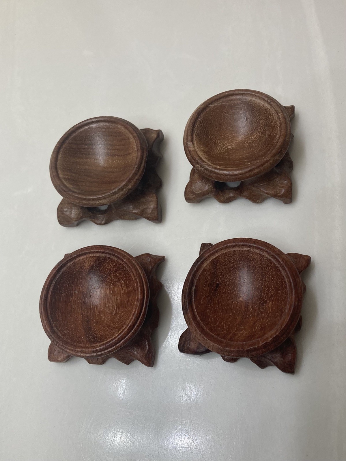 4pcs Wood Display Stand Crystal Ball Sphere Globe Stone Holder