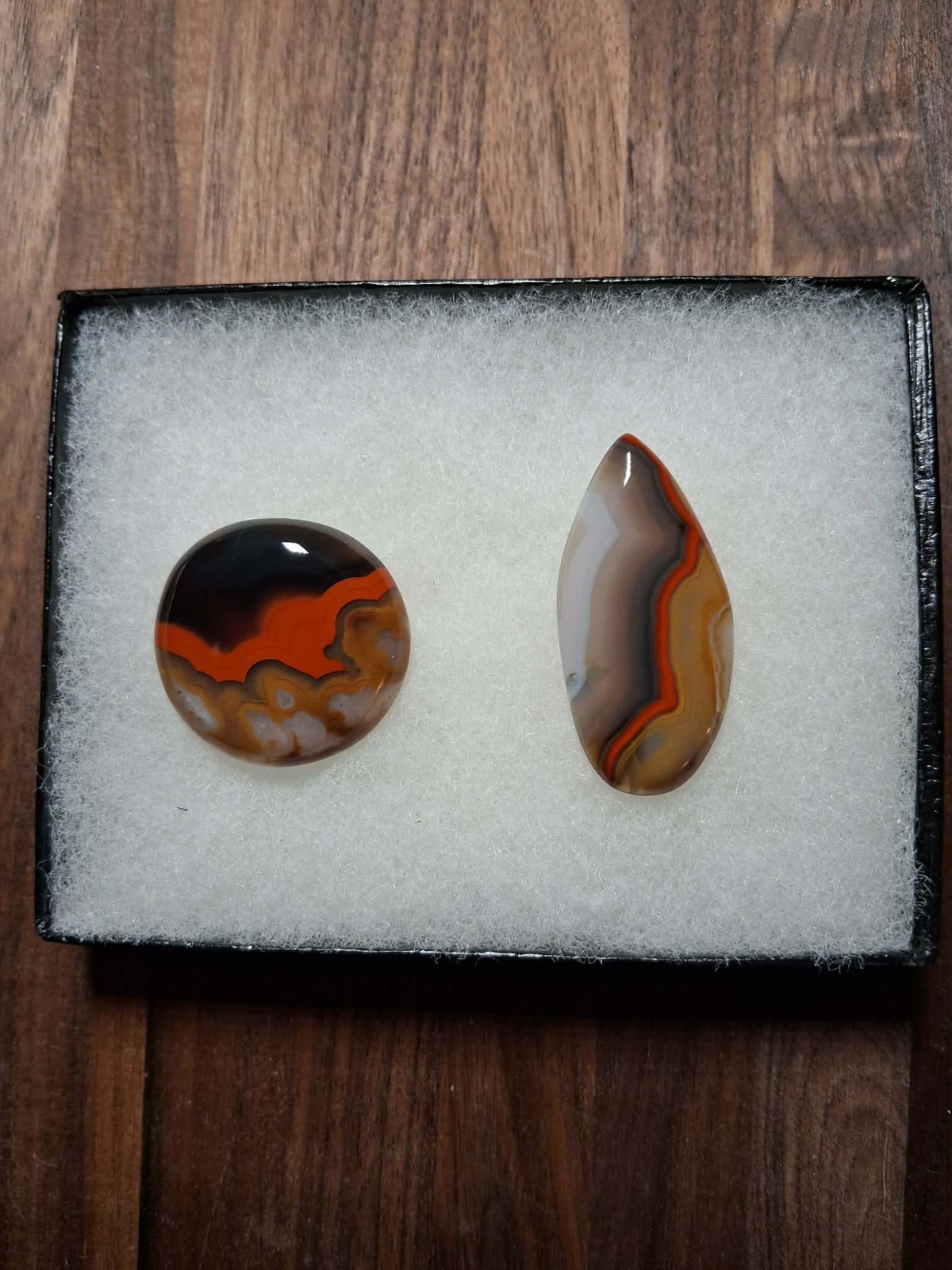 2 Rare Red Black Clear Banded Kentucky Agate Cabochon Ready to Set #C-8