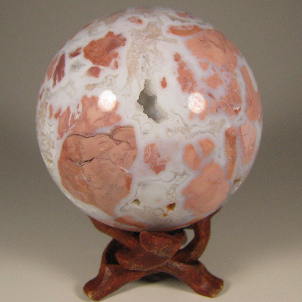 2.7″ PINK AGATE Polished Gemstone Sphere Ball w/ Stand – Brazil – 69mm