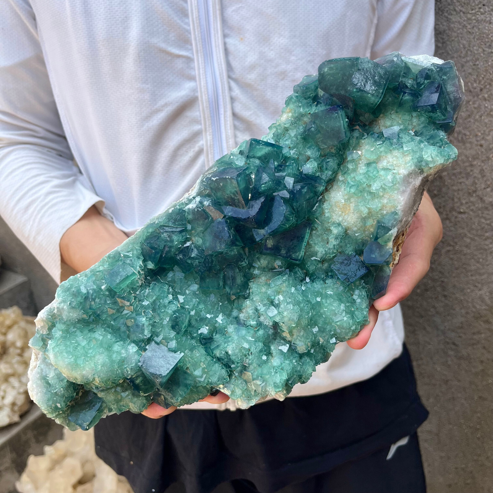 7.7lb Large NATURAL Green Cube FLUORITE Quartz Crystal Cluster Mineral Specimen