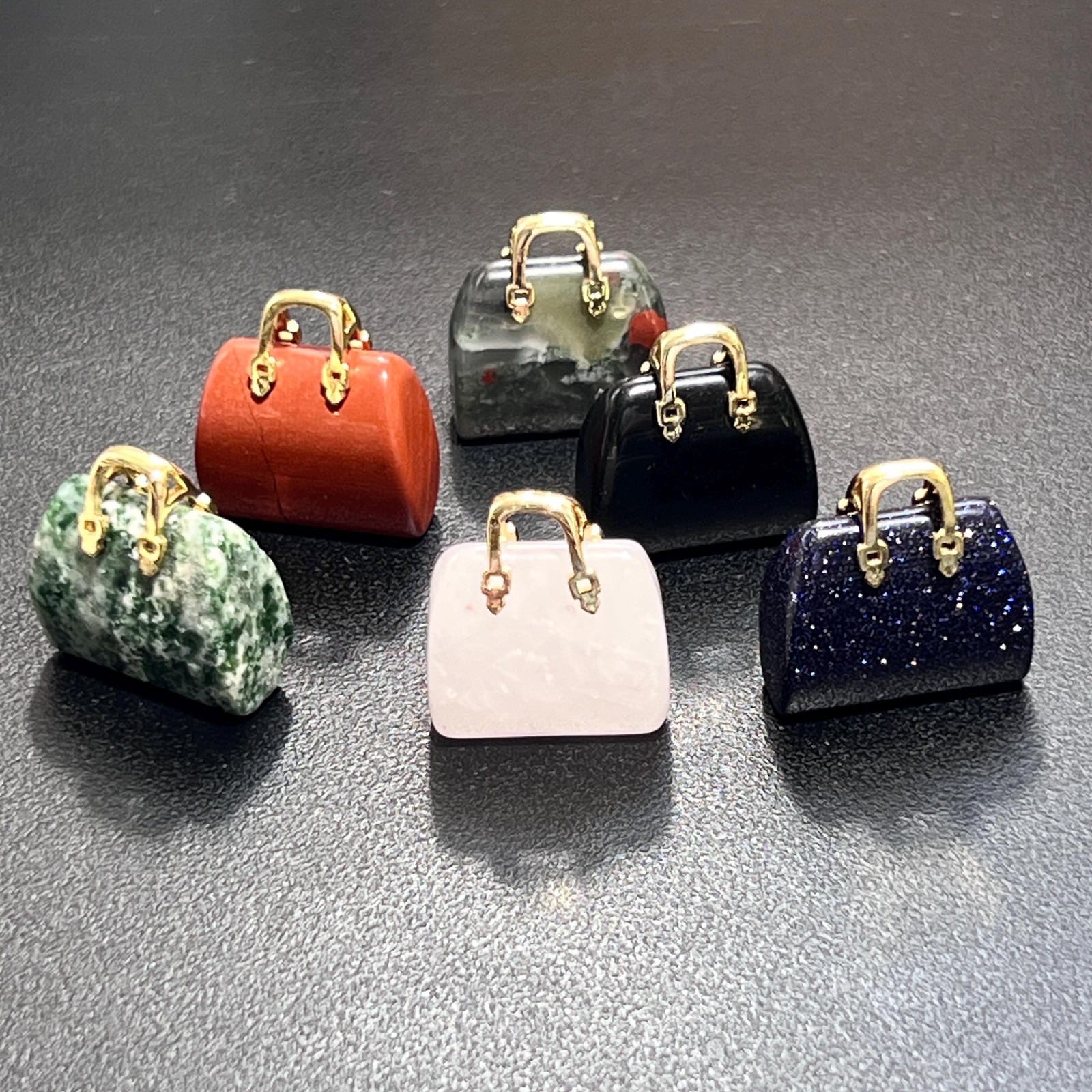 Assorted Mixed Purse Handbag Miniature Gemstone Crystal Carvings Decor