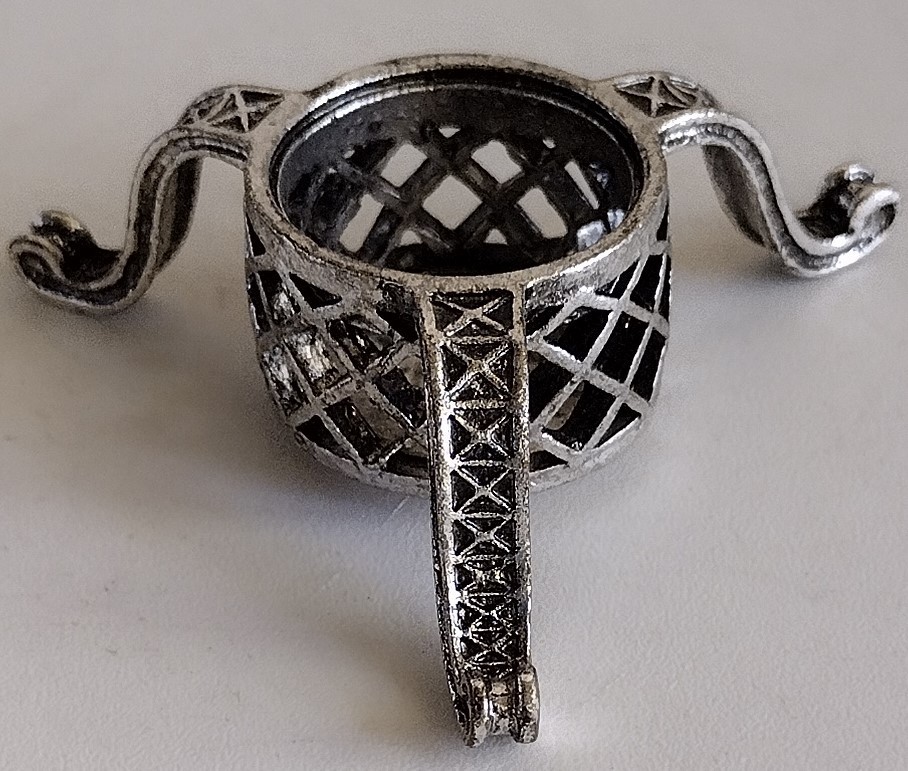 Antique Lattice Crystal Sphere Stand Silver Metal Display Holder Orb Base