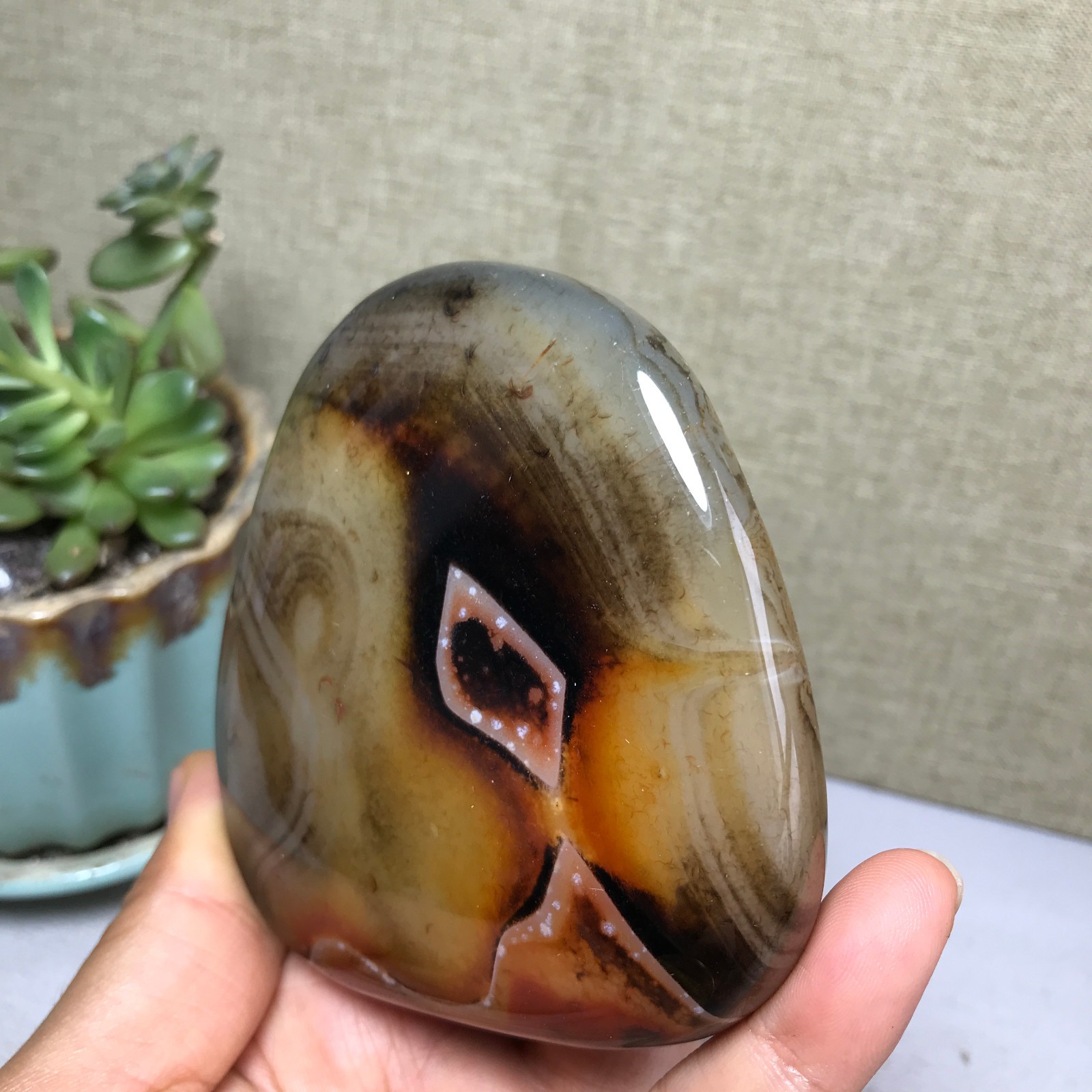 85mm Crazy Lace SILK Banded Agate Polished Crystal Specimen Tumbled 318g A5254