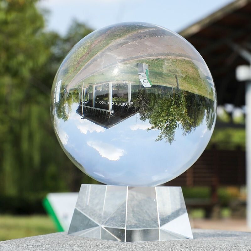 TOP 200MM 22LB Clear Crystal Ball Meditation Glass Sphere Photo Prop Free Stand
