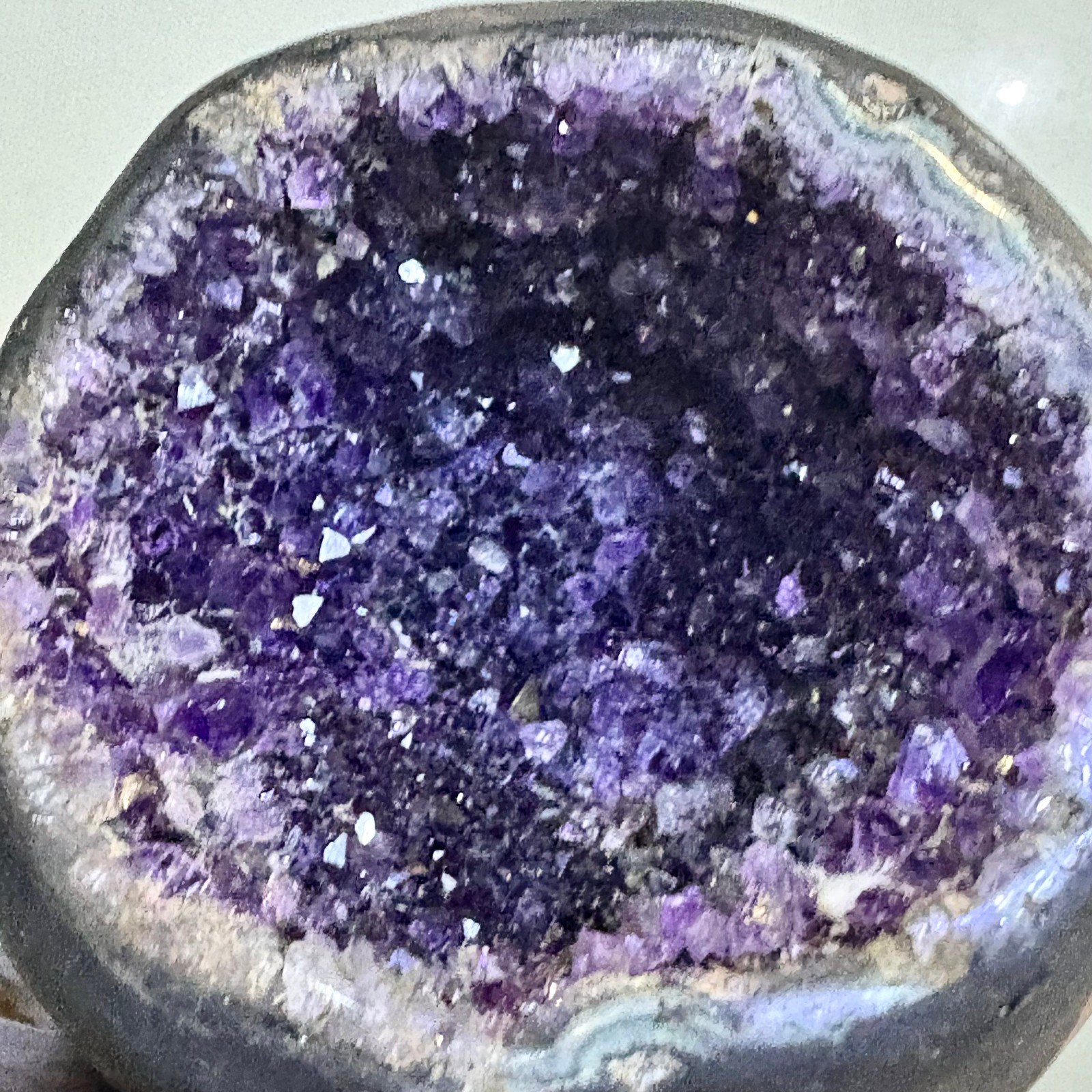 3.52LB Natural uruguay amethyst geode quartz money bag crystal +stand