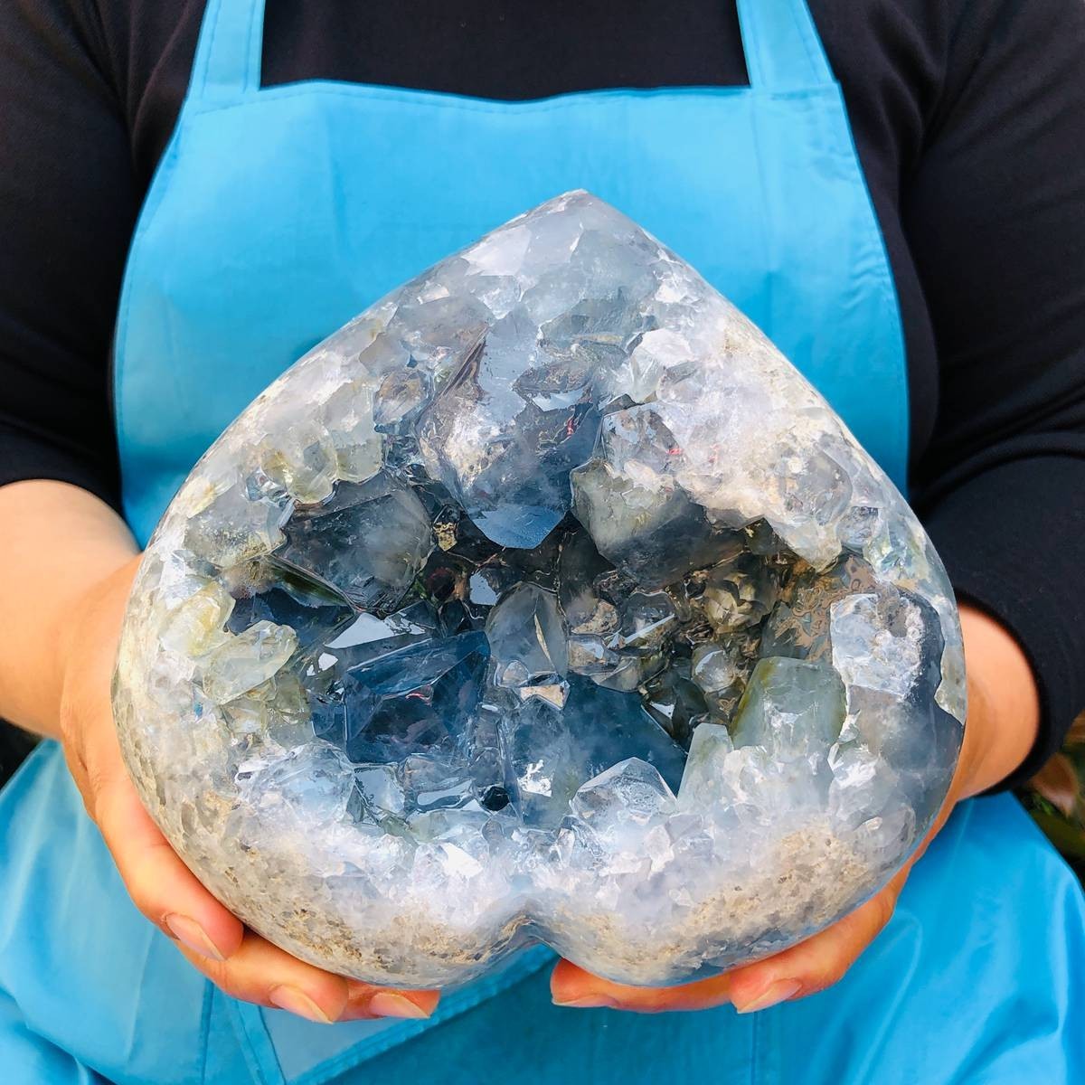11.5LB Natural Egg Shape Blue Crystal Geode Healing Stone Mineral Specimen