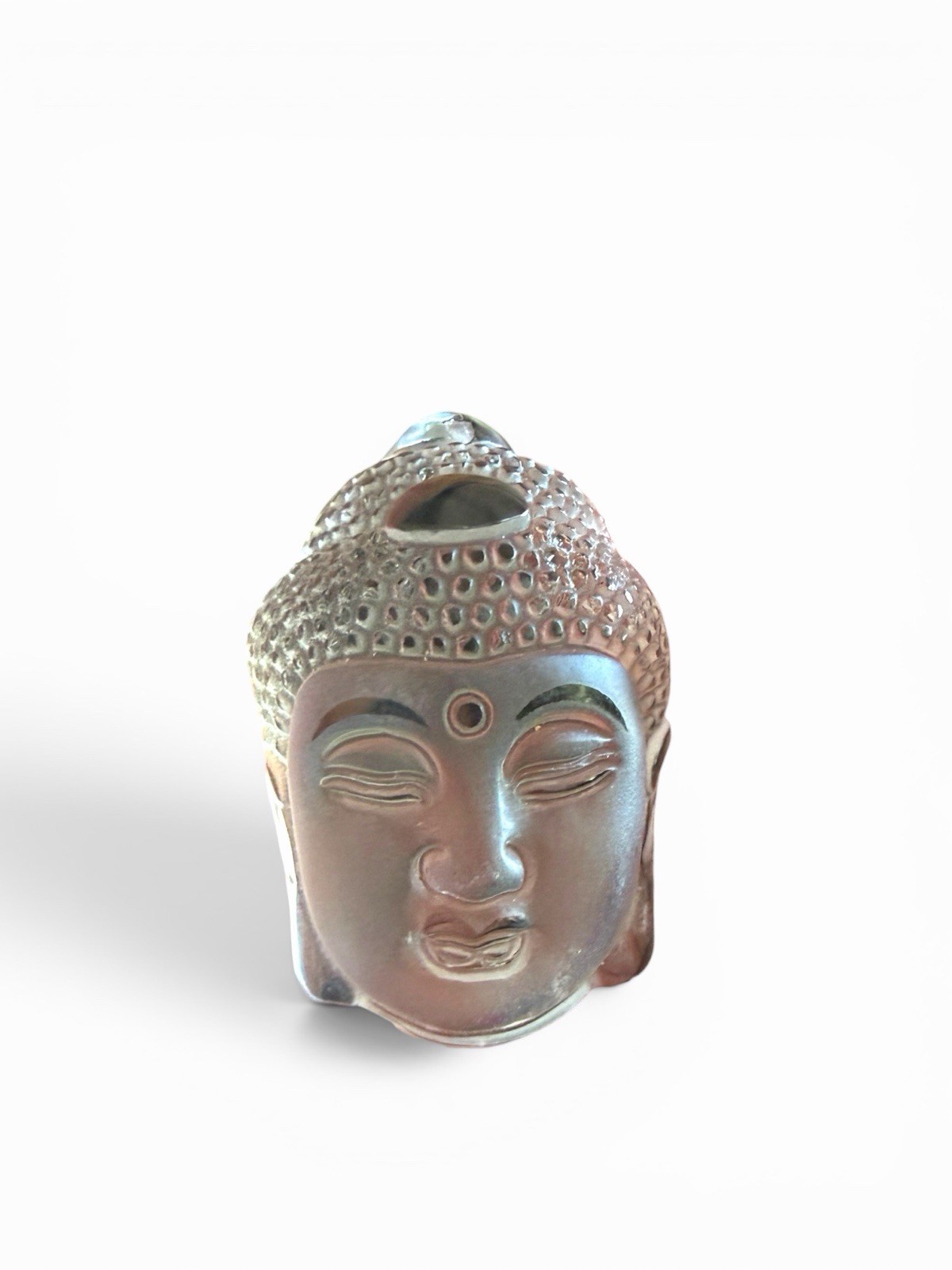 Hand Carved Buddha Head Bead Frosted Quartz Crystal Pendant Bead 36mm x 25mm