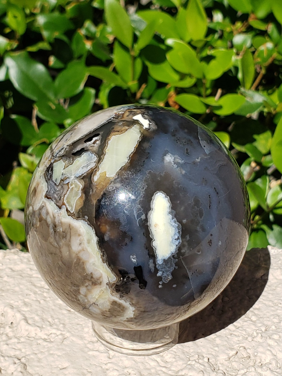 2.6″ Volcano Agate Sphere Ball Orb Stunning Green UV, 373g or 13.2 oz