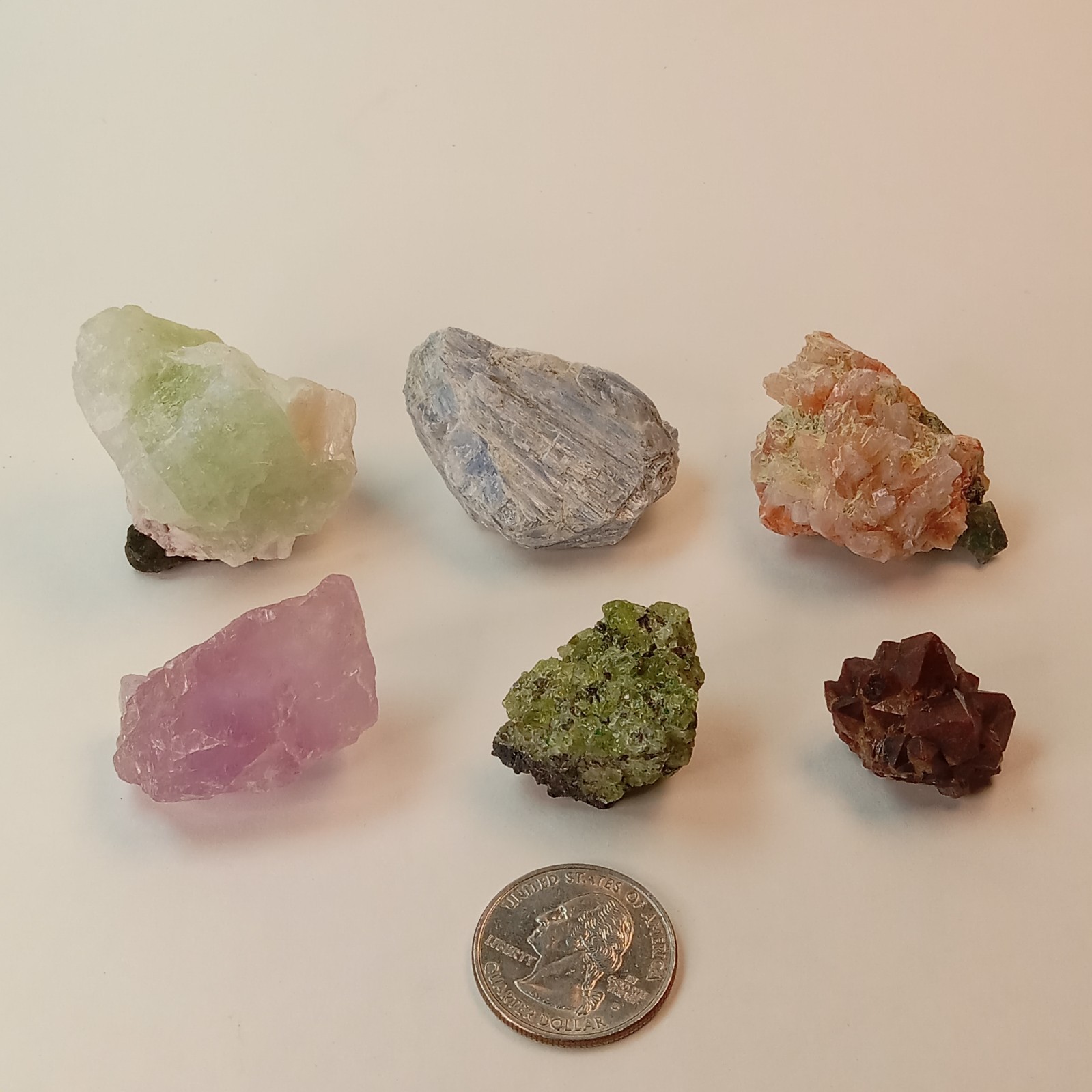Mixed Mineral Specimen Lot 6pc Blue Kyanite Fluorite Apophyllite Stilbite I13