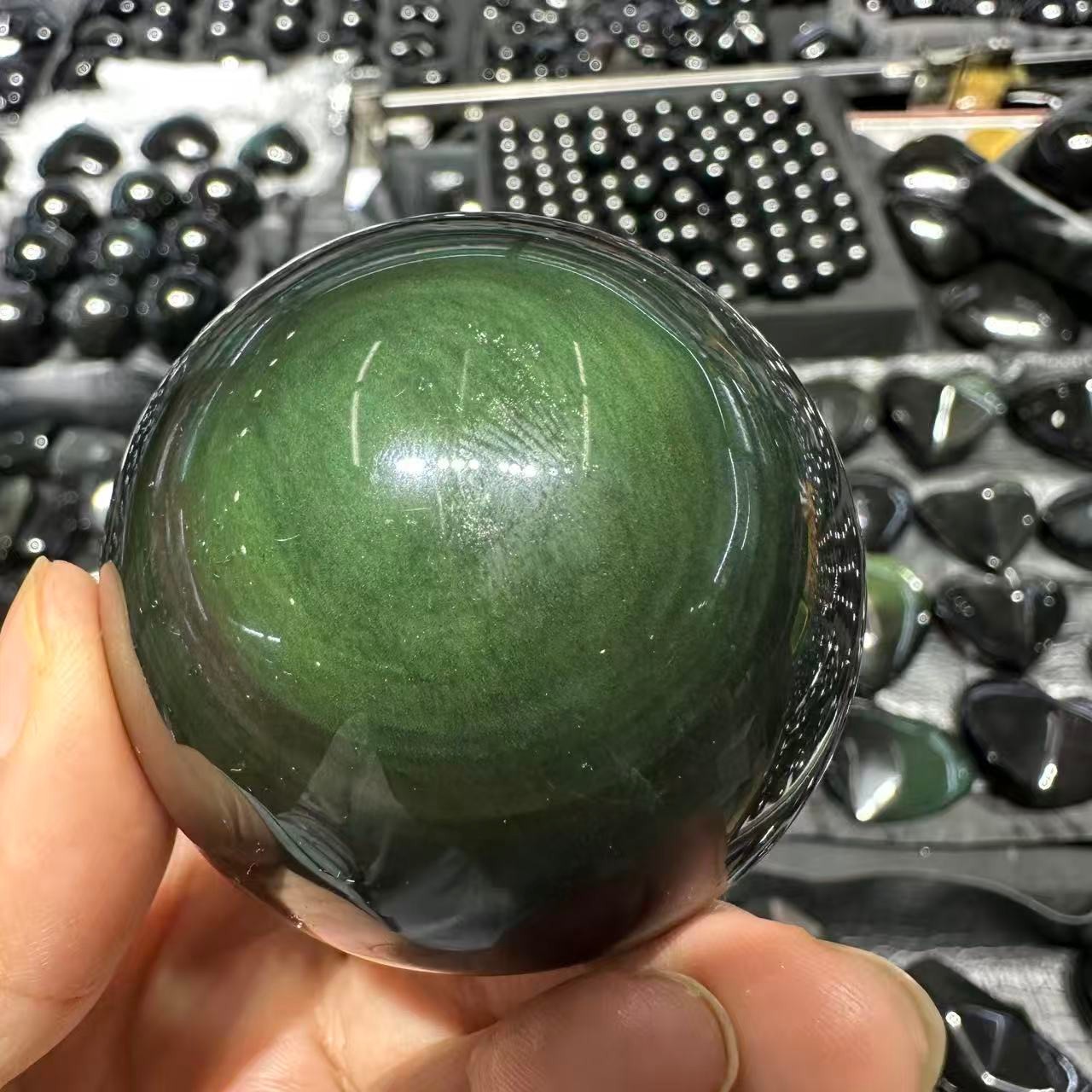 1pc Natural Rainbow Obsidian Quartz Carved Sphere Crystal Ball Reiki Decor