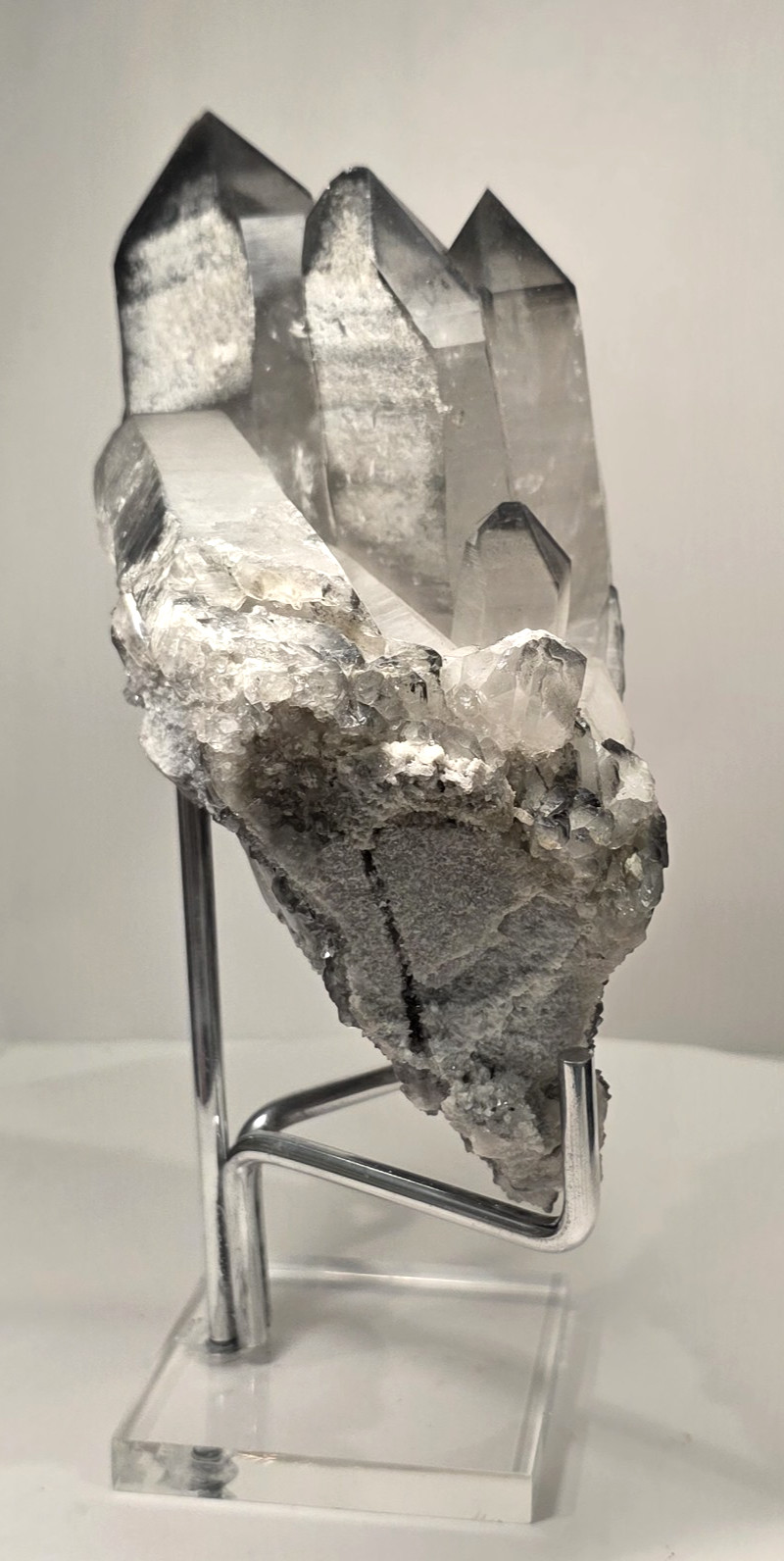 5LB 8″ Natural Smoky Quartz Crystal Cluster Phantom Point Specimen WITH STAND