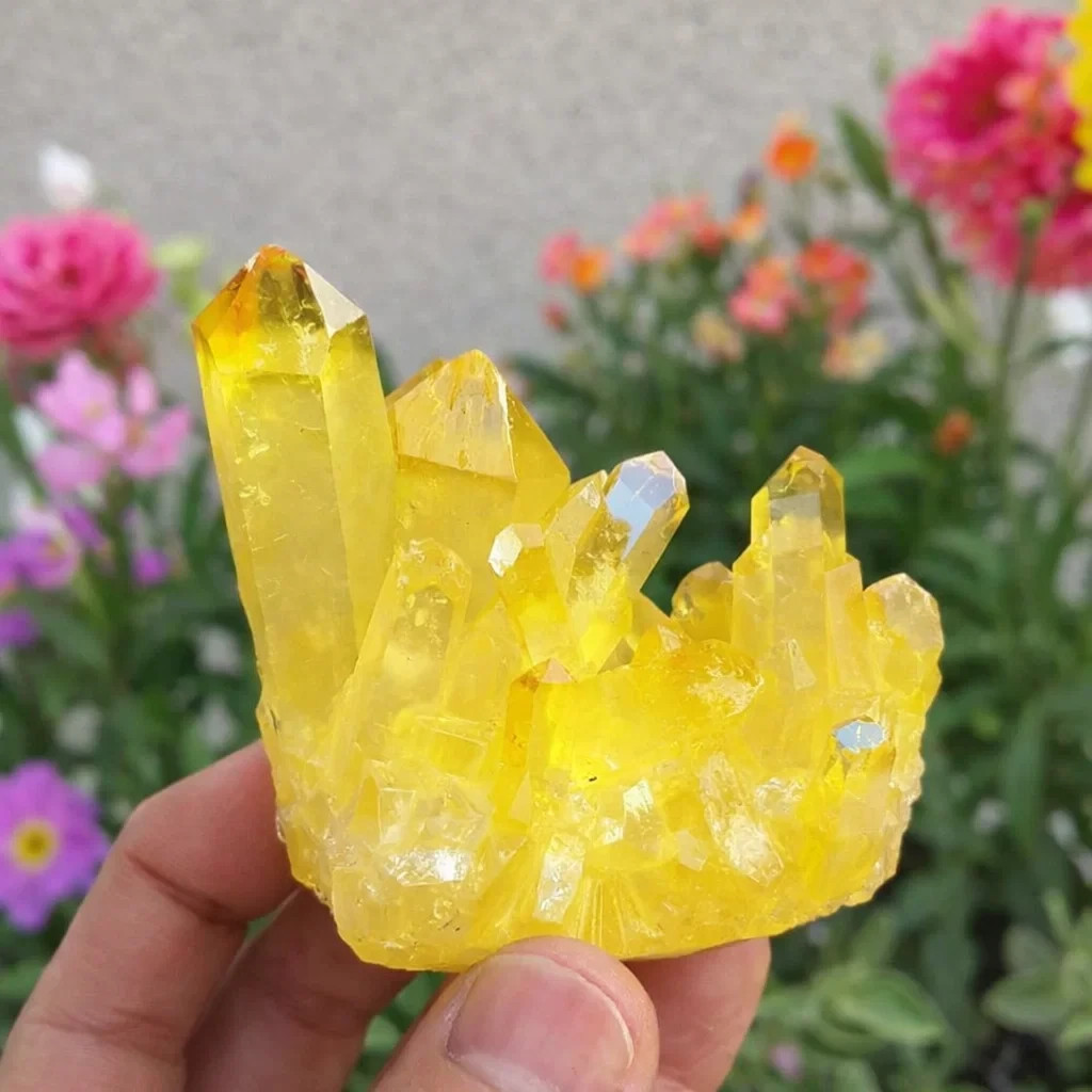 Natural Citrine Cluster Aura Crystal Cluster Mineral Specimen Healing Decoration