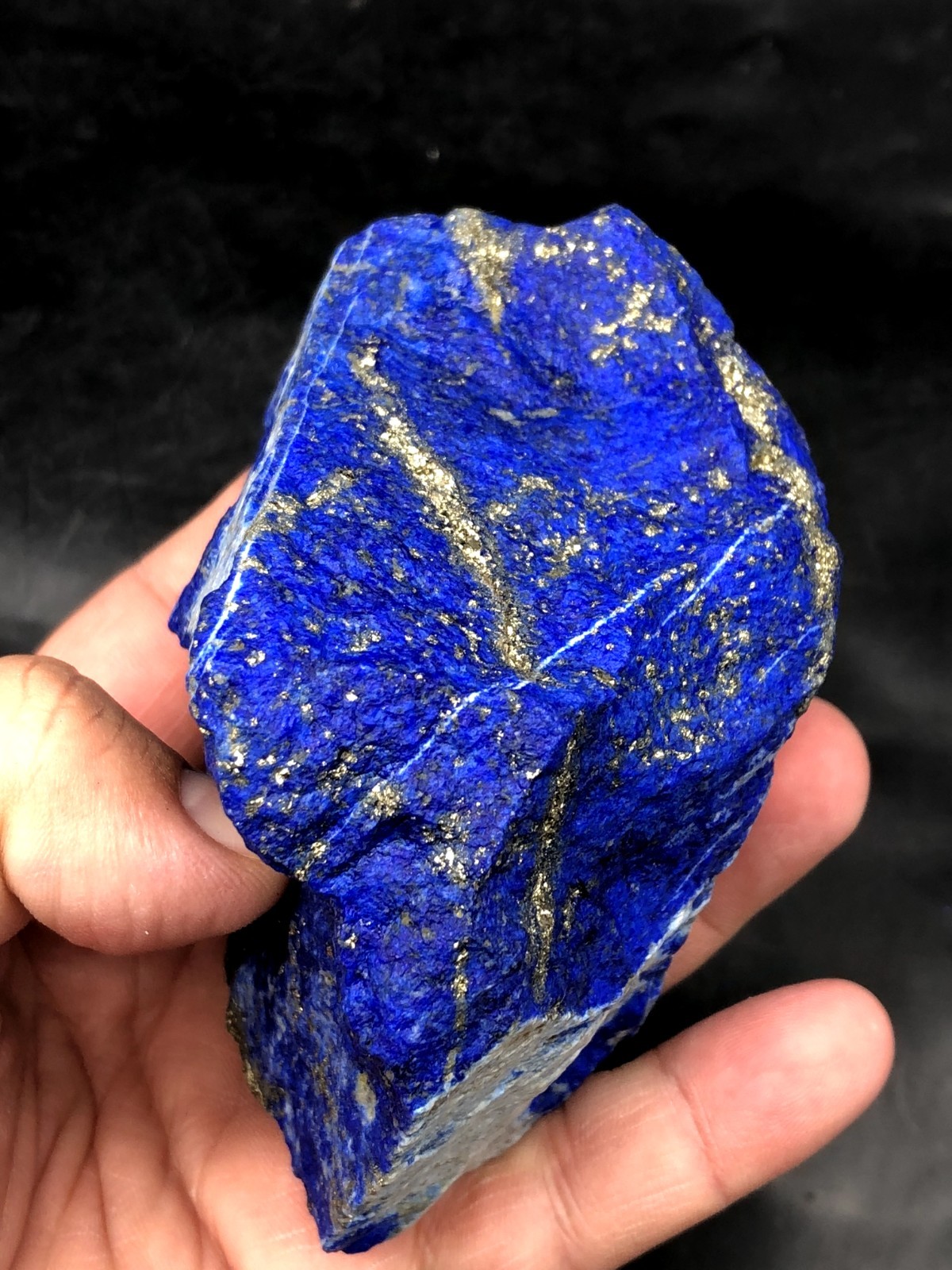 Natural Lapis Lazuli Rough 80mm Royal Blue Pyrite Crystal Mine Stone 564g J9…2